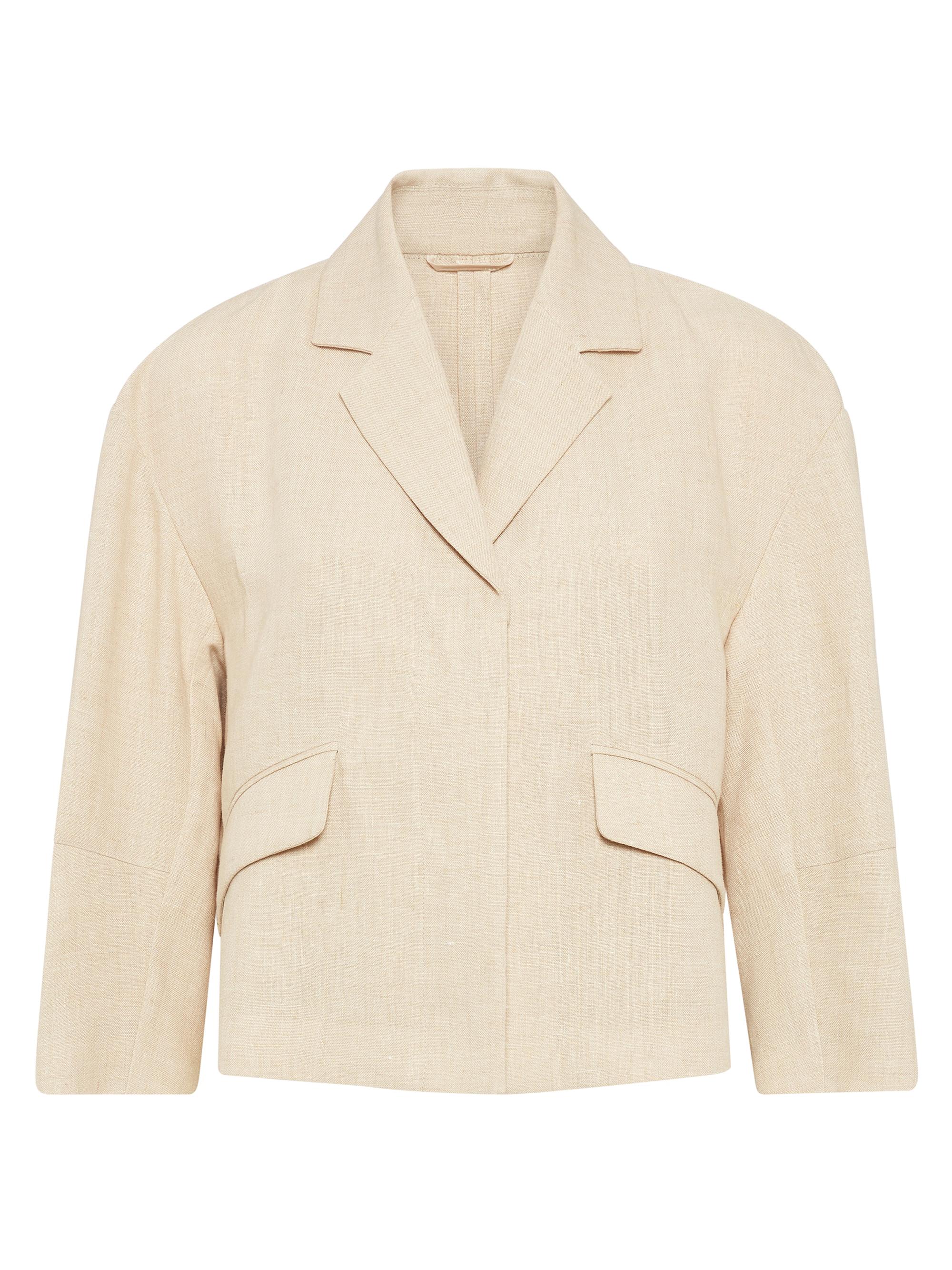 Brunello Cucinelli Women's Linen Panama Cropped Blazer - Beige