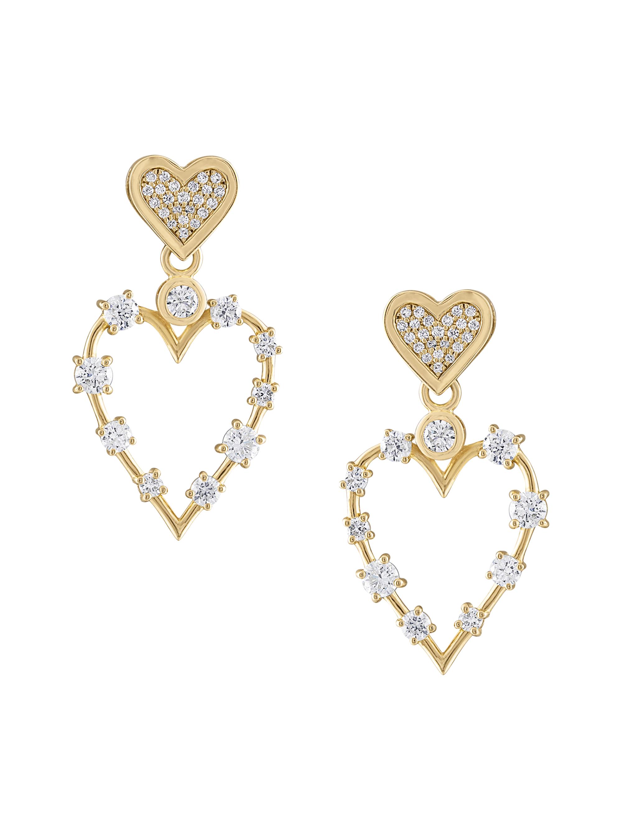 Eden Presley Women's Transformer 14K Yellow Gold & 1.49 TCW Diamond Heart Drop Earrings - Clear