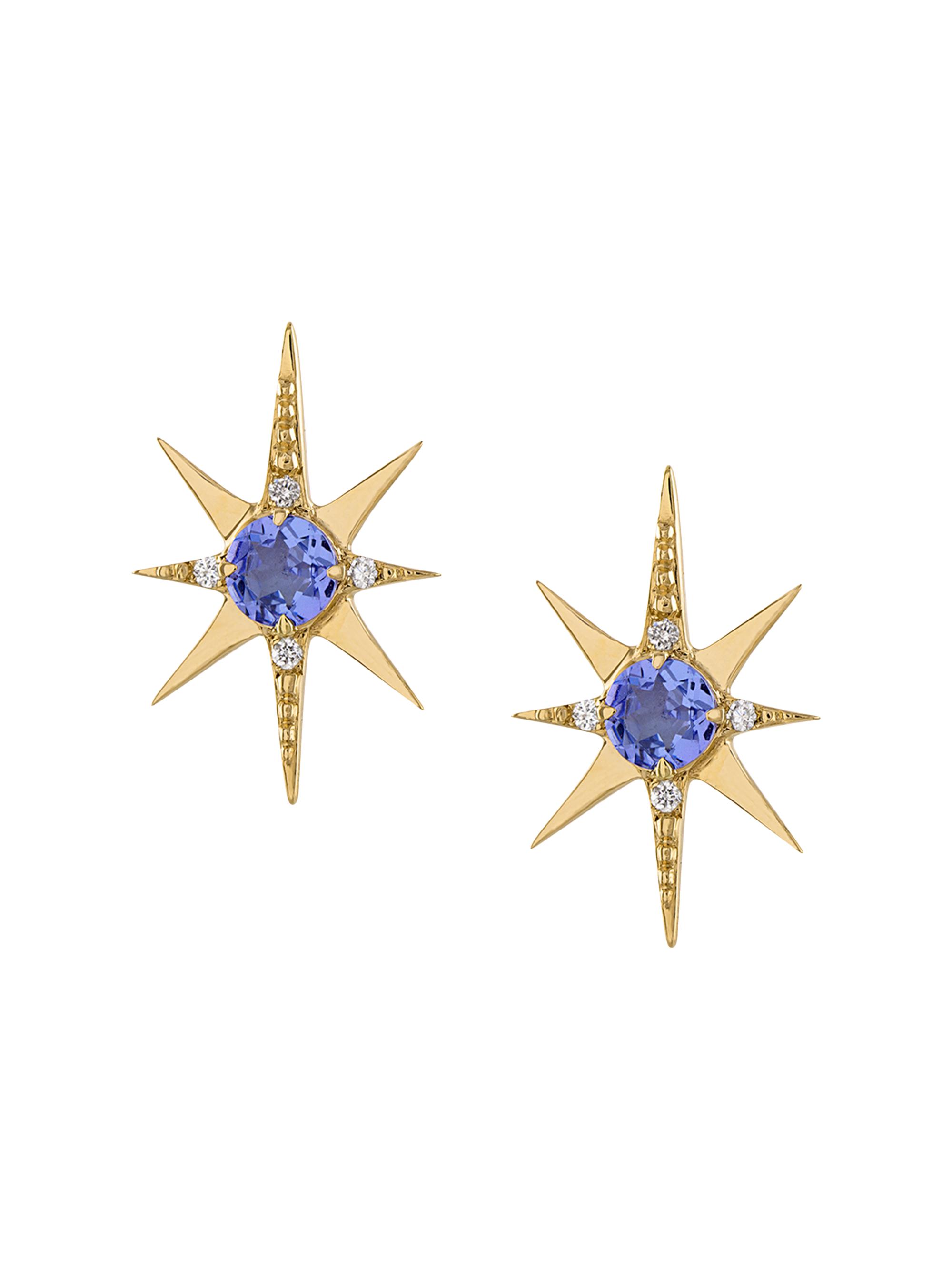Eden Presley Women's 14K Yellow Gold, Gemstone & 0.04 TCW Diamond  Starburst Stud Earrings - Tanzanite