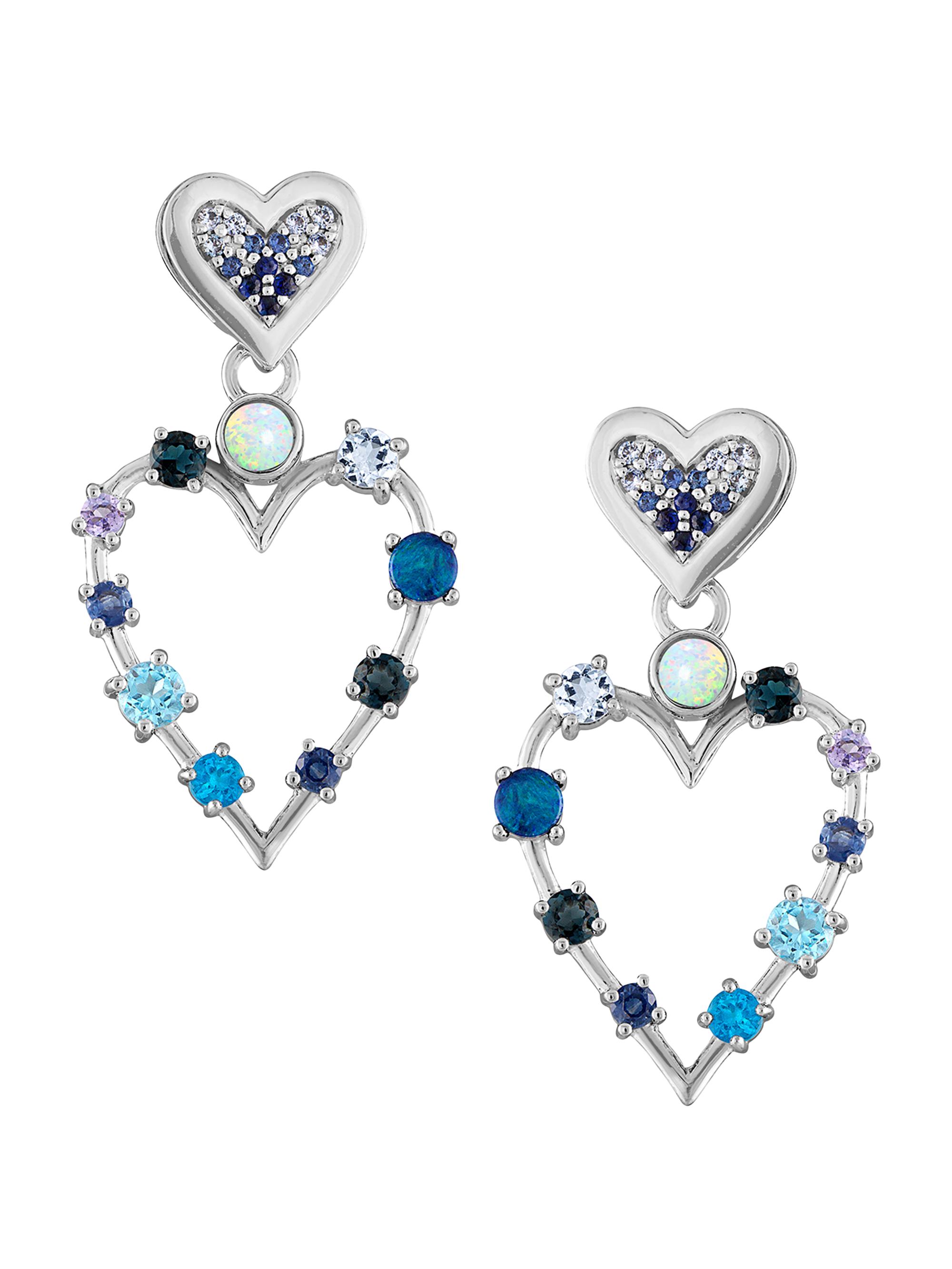 Eden Presley Women's  Love Transformer 14K White Gold & Multi-Stone Drop Earrings - Blue