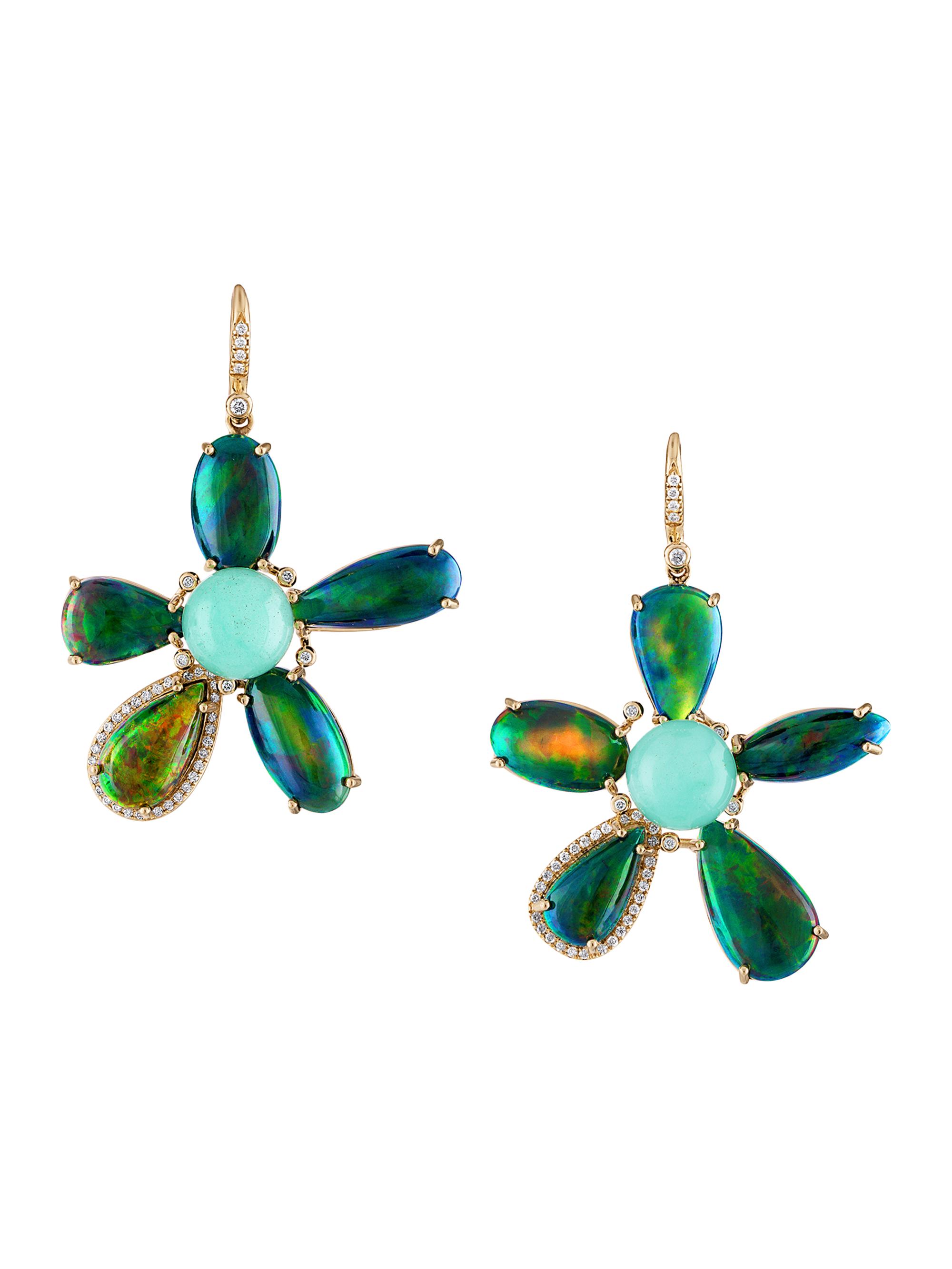 Eden Presley Women's 14K Yellow Gold & Multi-Gemstone Flower Drop Earrings - Yellow Gold