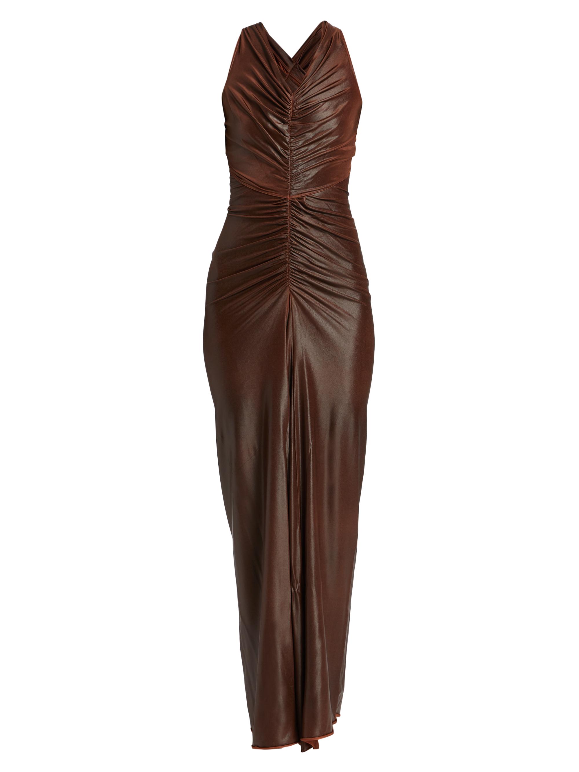 Rick Owens Women's Poppy Ruched Column Gown - Rust