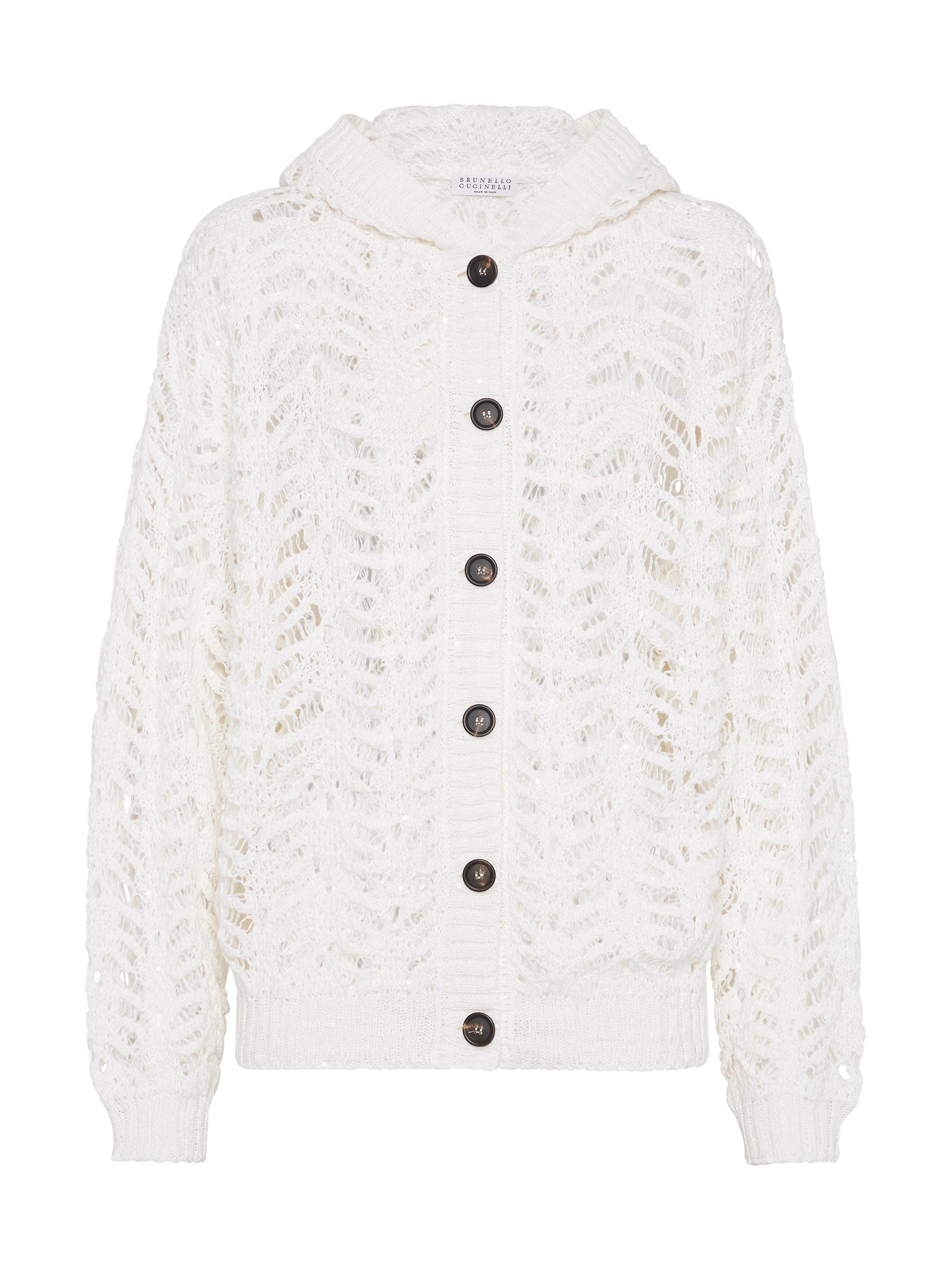 Brunello Cucinelli Women's Foliage Lace Hooded Cardigan - White