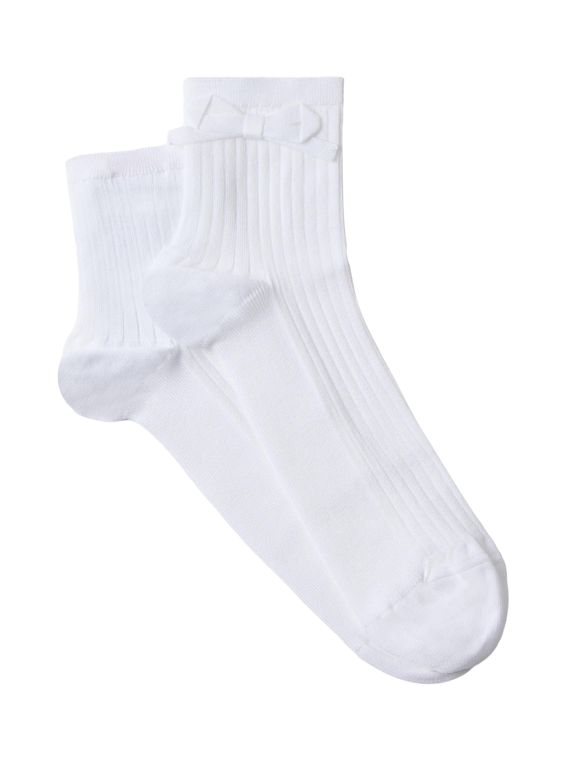 Valentino Garavani Women's Socks with Bow Detail - White