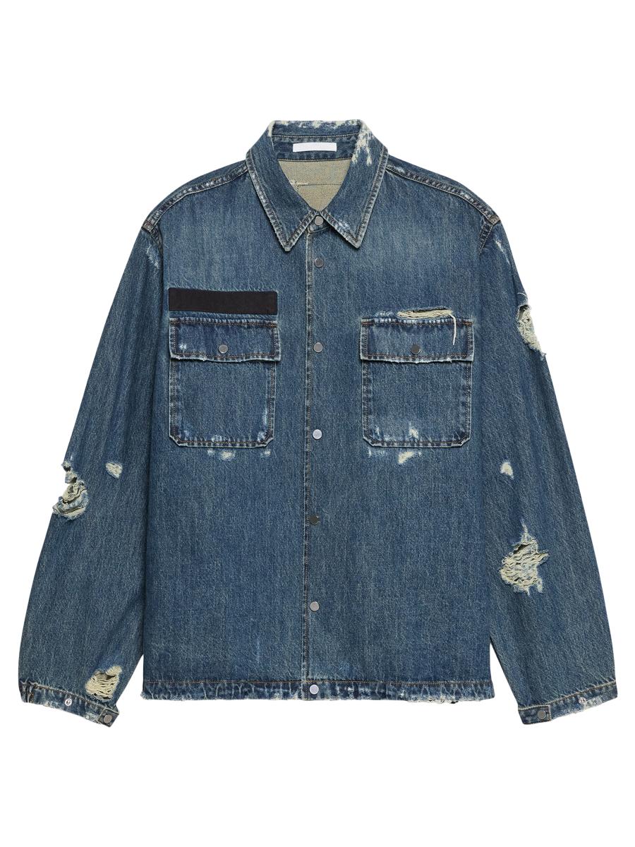 Helmut Lang Uniform Distressed Denim Shirt | Saks Fifth Avenue