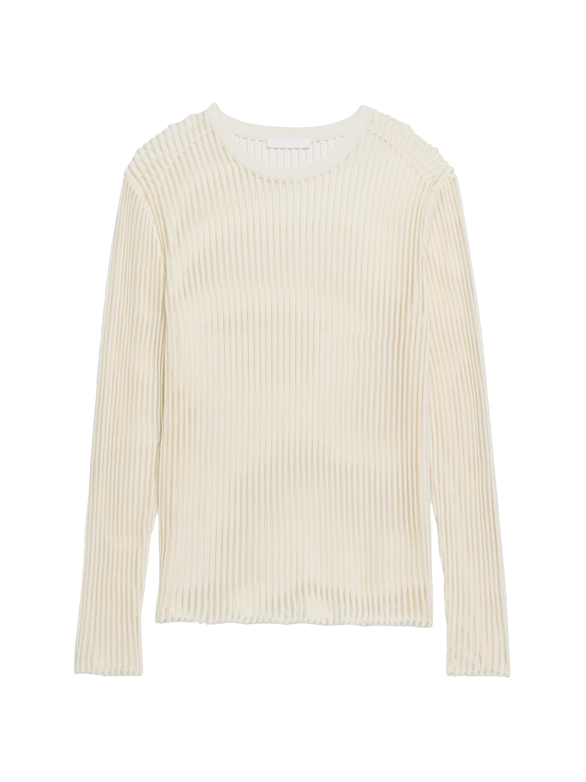 Helmut Lang Men's Sheer Stripe Crewneck Sweater - Off White