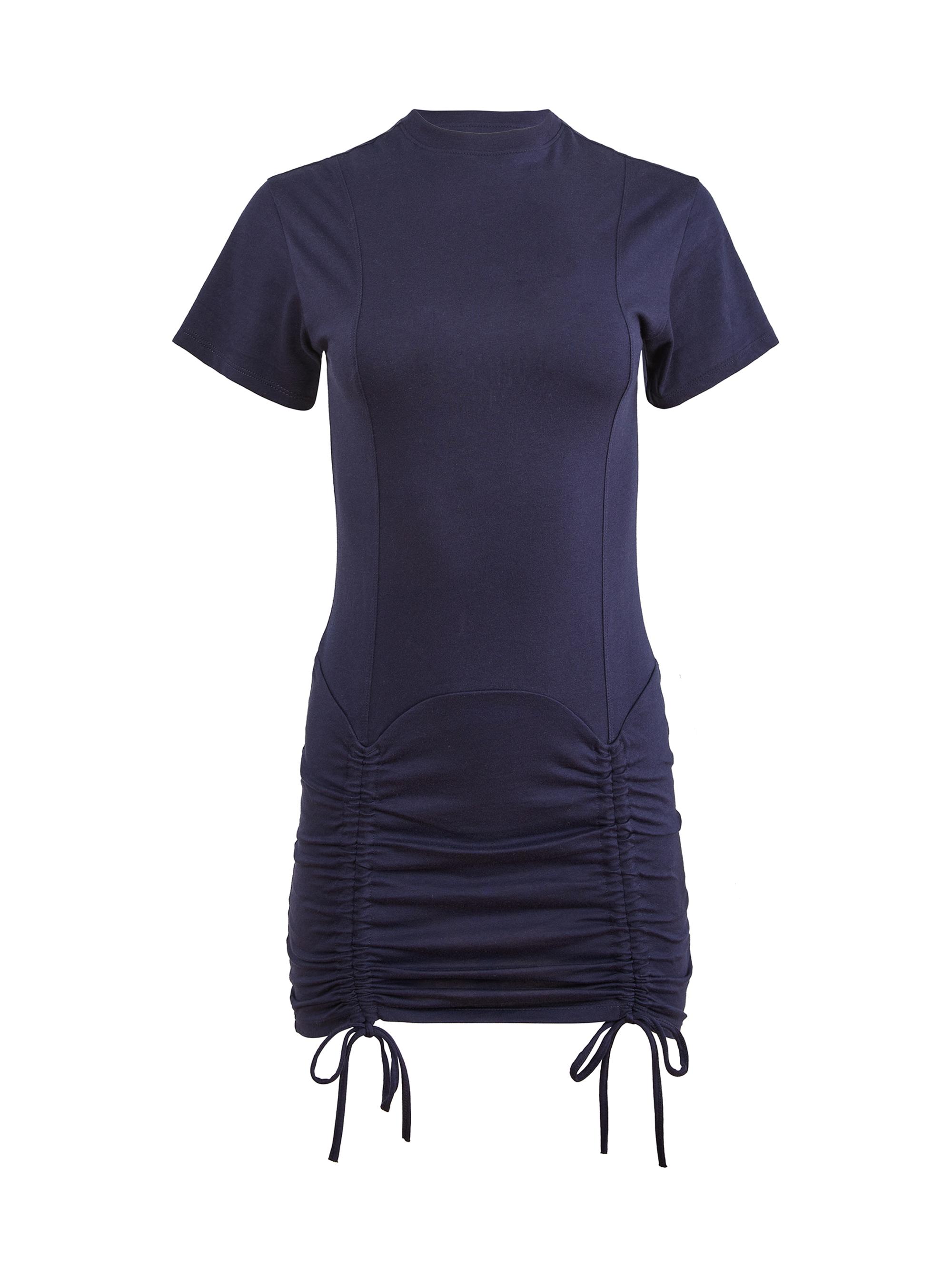 Fleur du Mal Women's Riley Ruched Pima Cotton T-Shirt Minidress - Eclipse