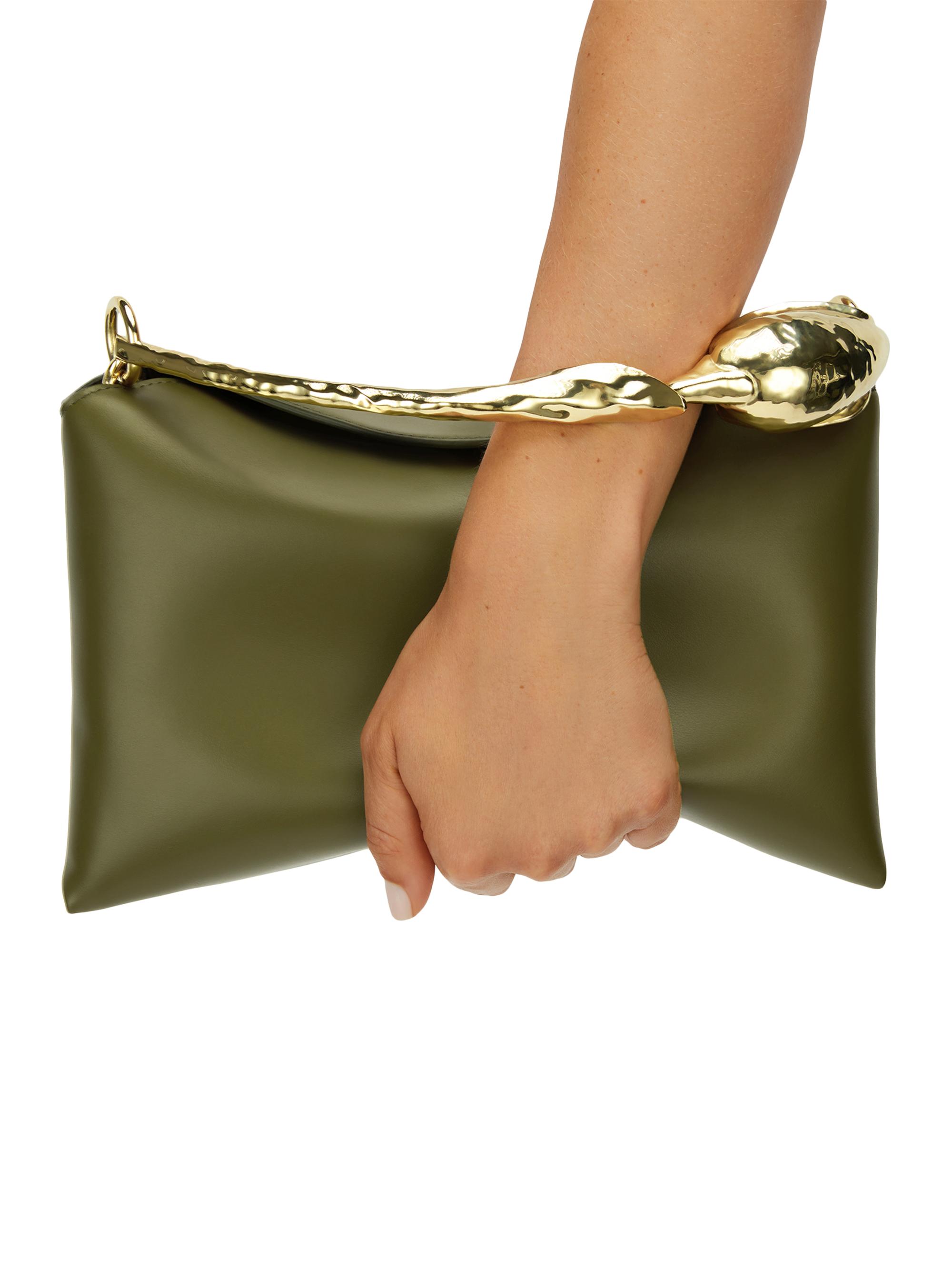 Erdem Women's Bloom  Leather Top Handle Bag - Black - side view in Khaki
