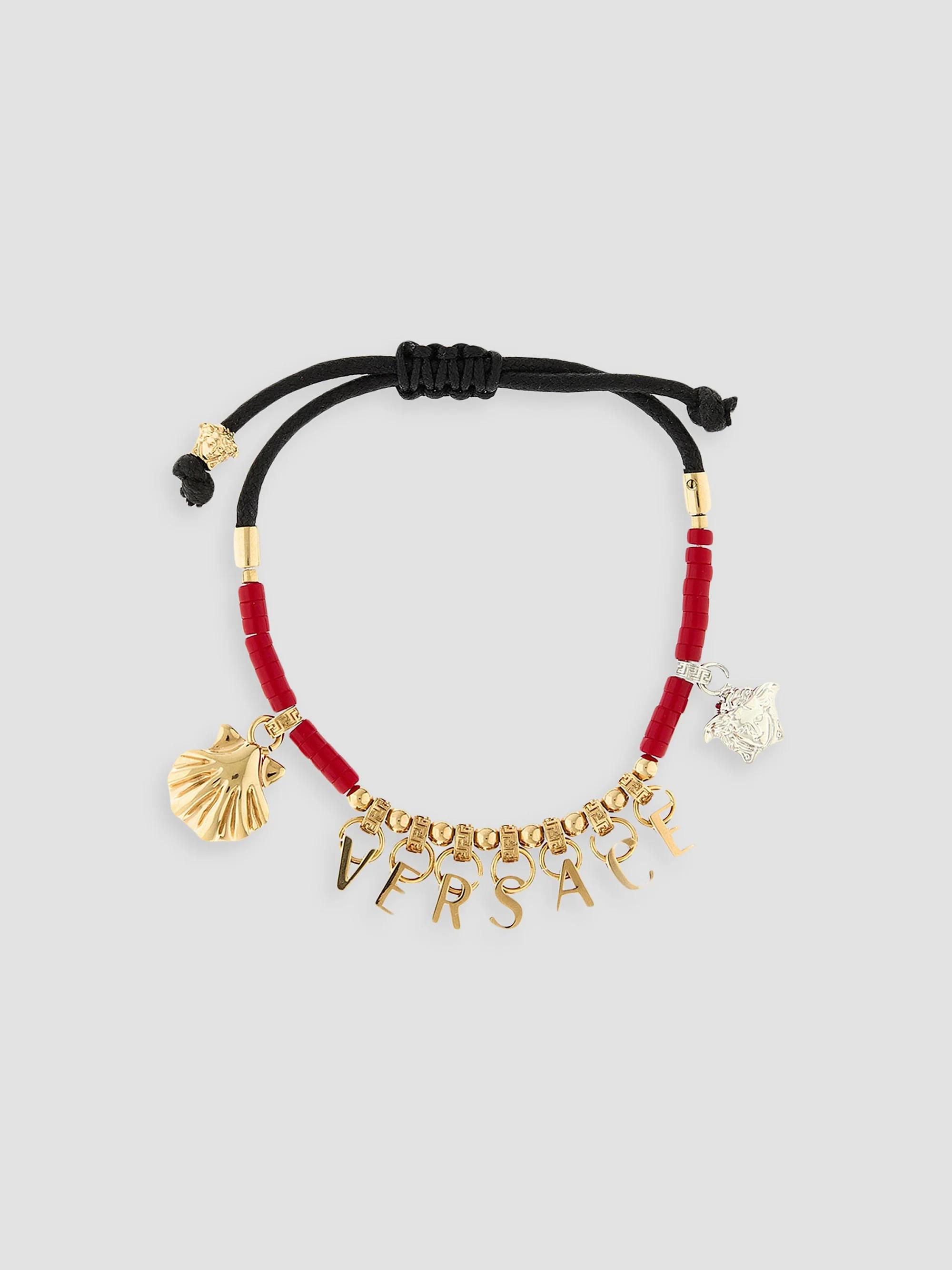 Versace Women's Goldtone & Waxed Cotton Cord Charm Bracelet - Coral