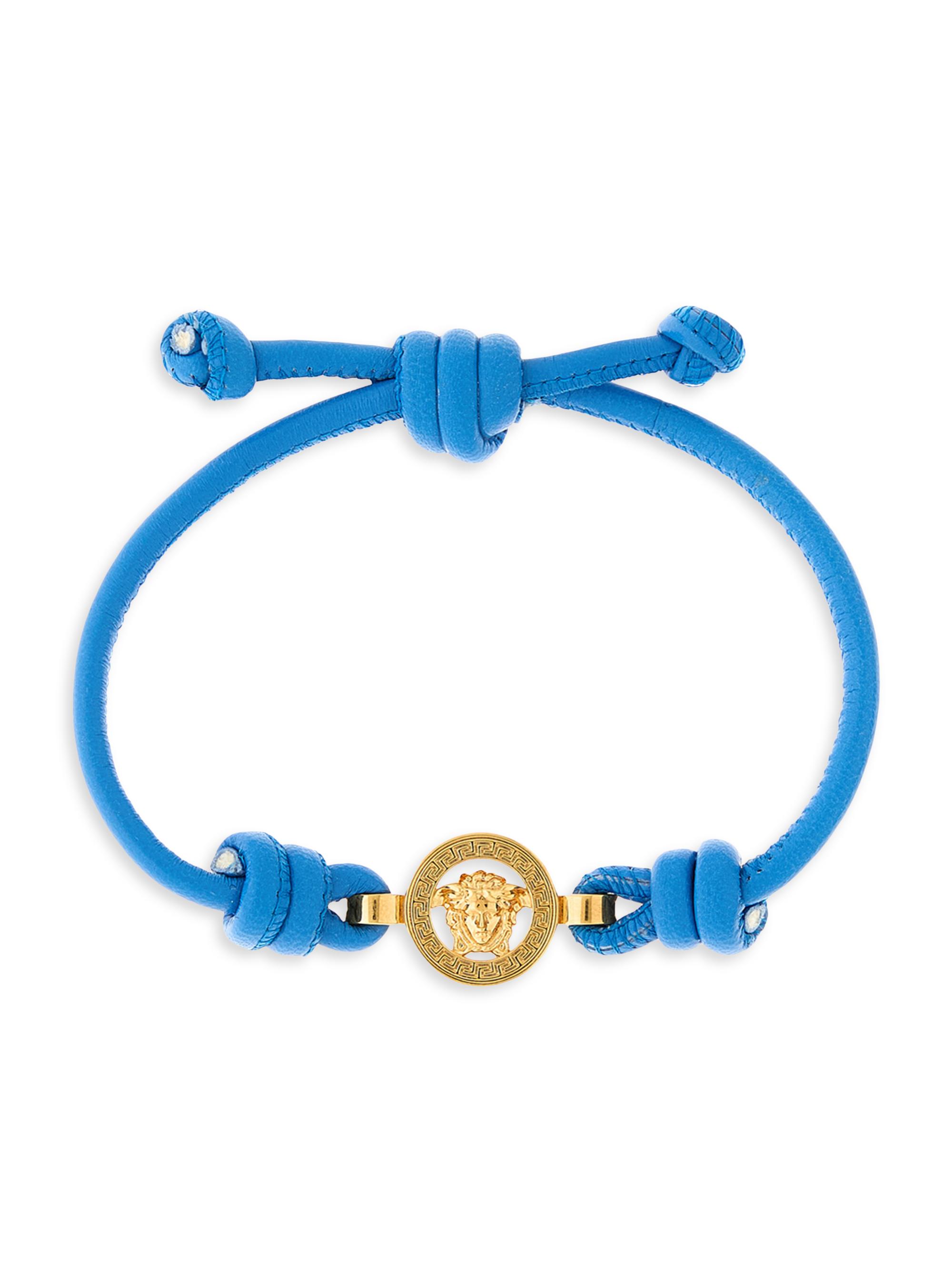 Versace Women's Medusa Goldtone & Leather Bracelet - Blue
