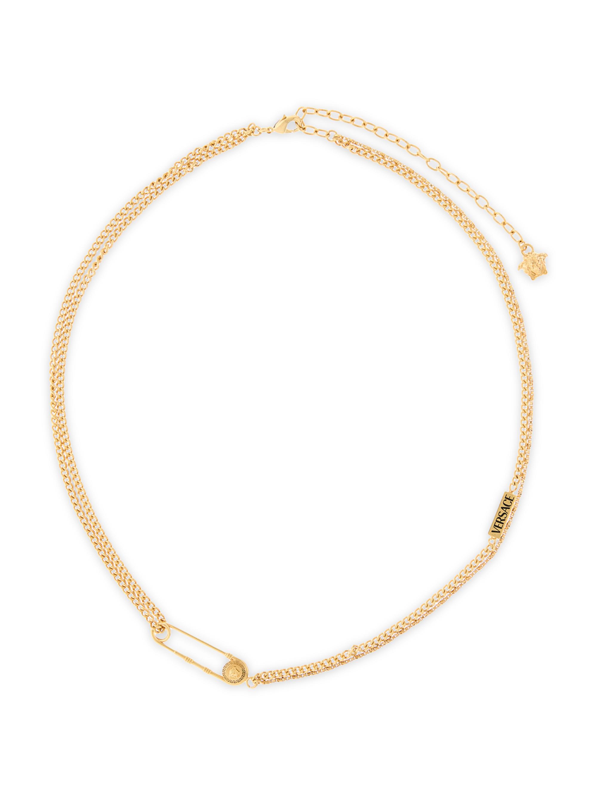 Versace Women's Goldtone Or Silvertone Safety Pin Pendant Necklace -  Gold