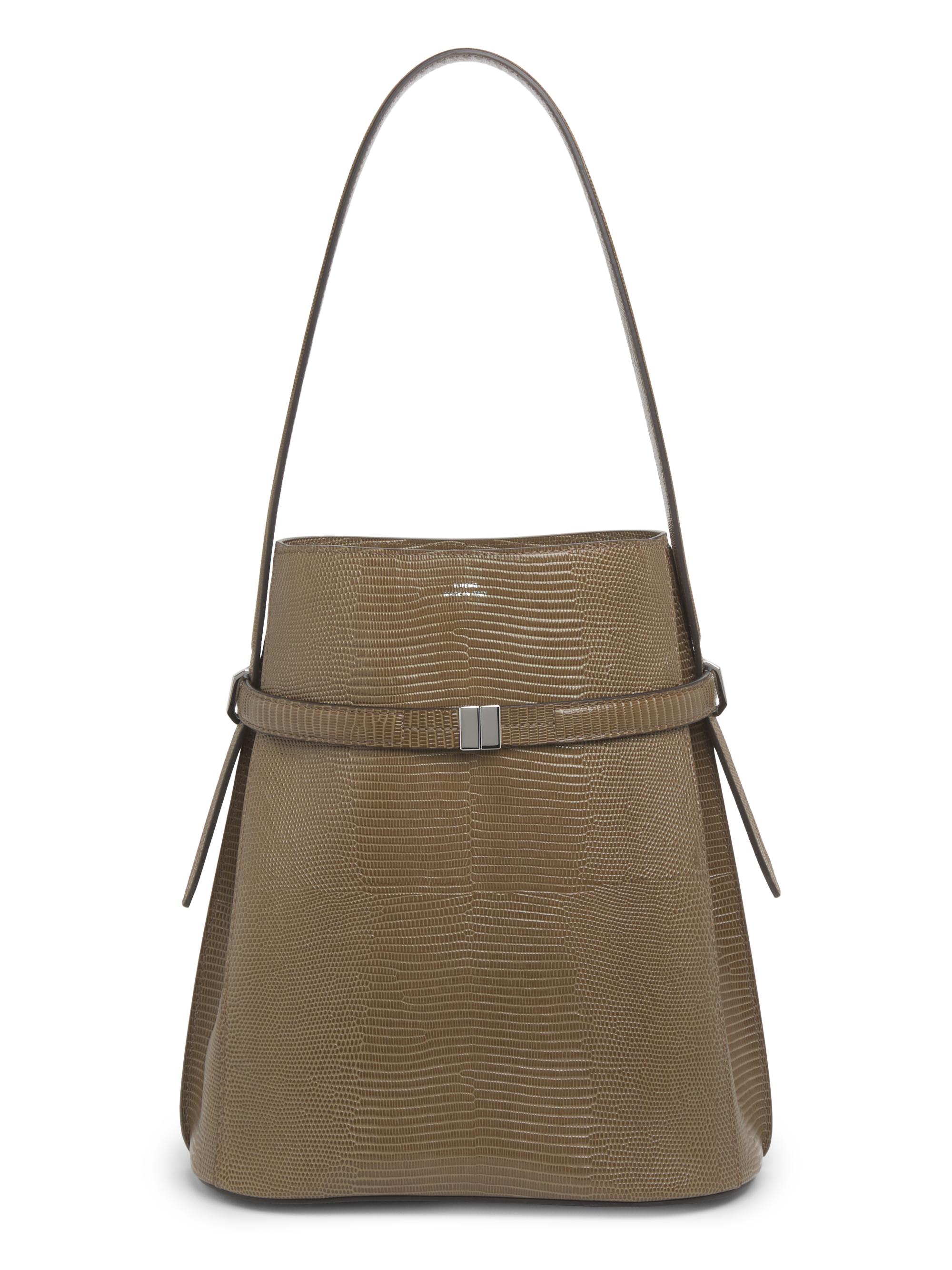 Toteme Belted Crocodile-Embossed Leather Bucket Bag | Saks