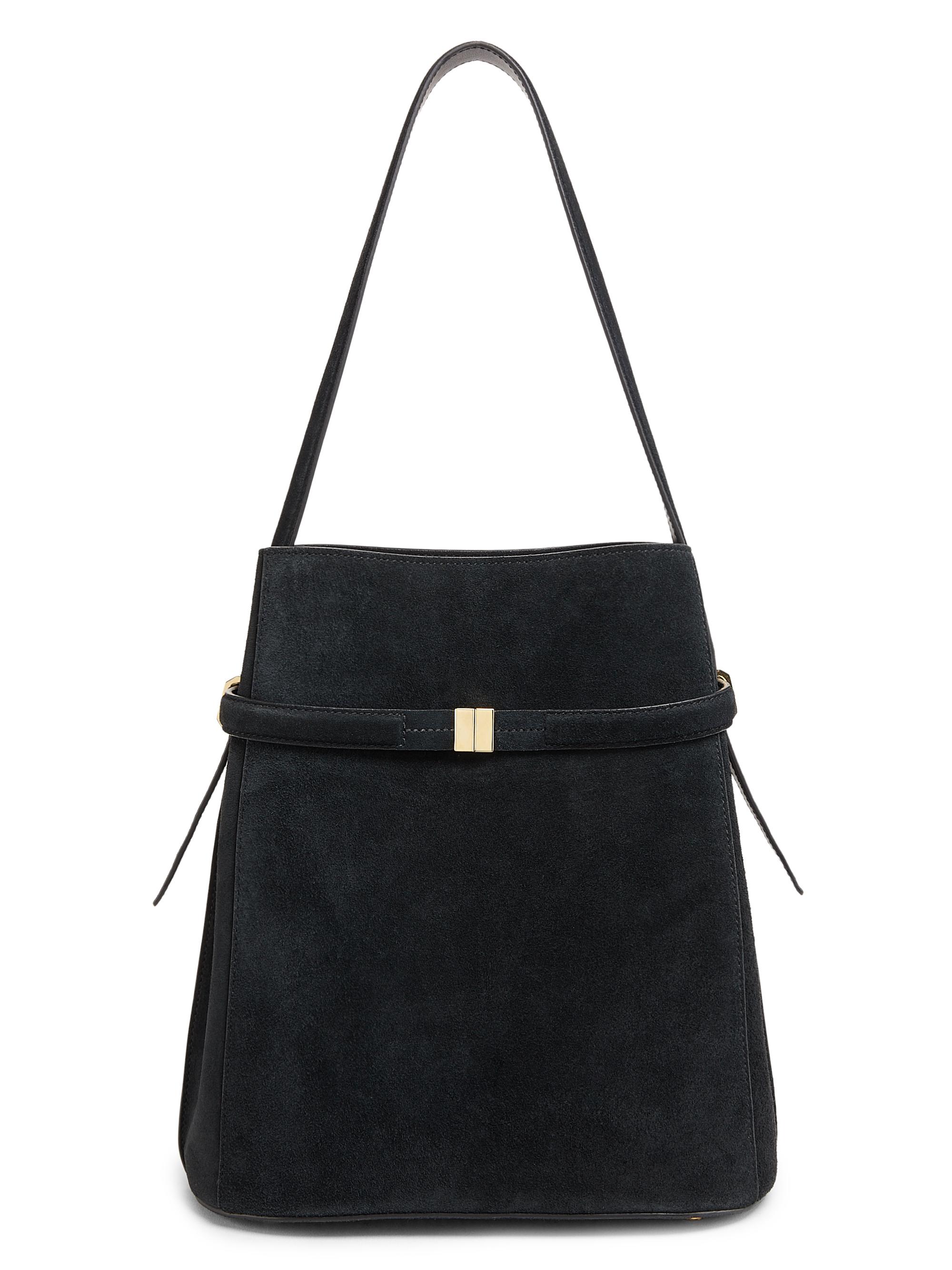 Toteme Women's Belted Suede Bucket Bag - Black