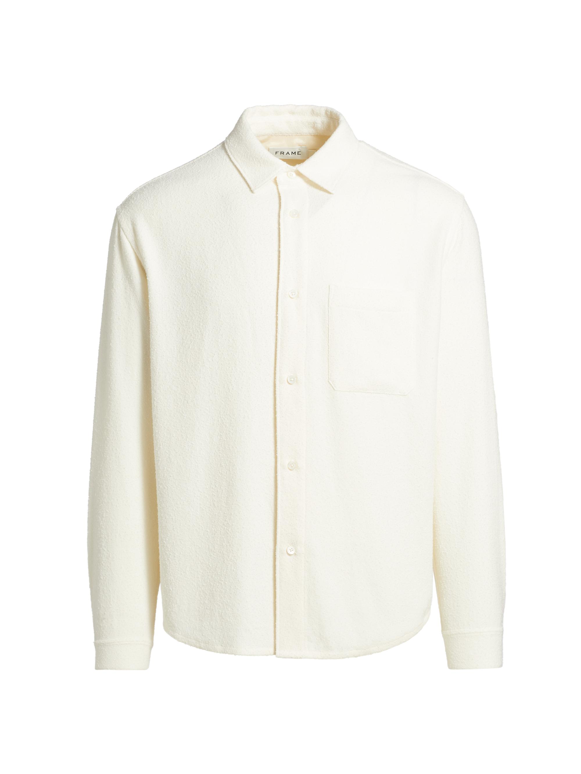 Frame Men's Textured Button-Front Overshirt - White Sand