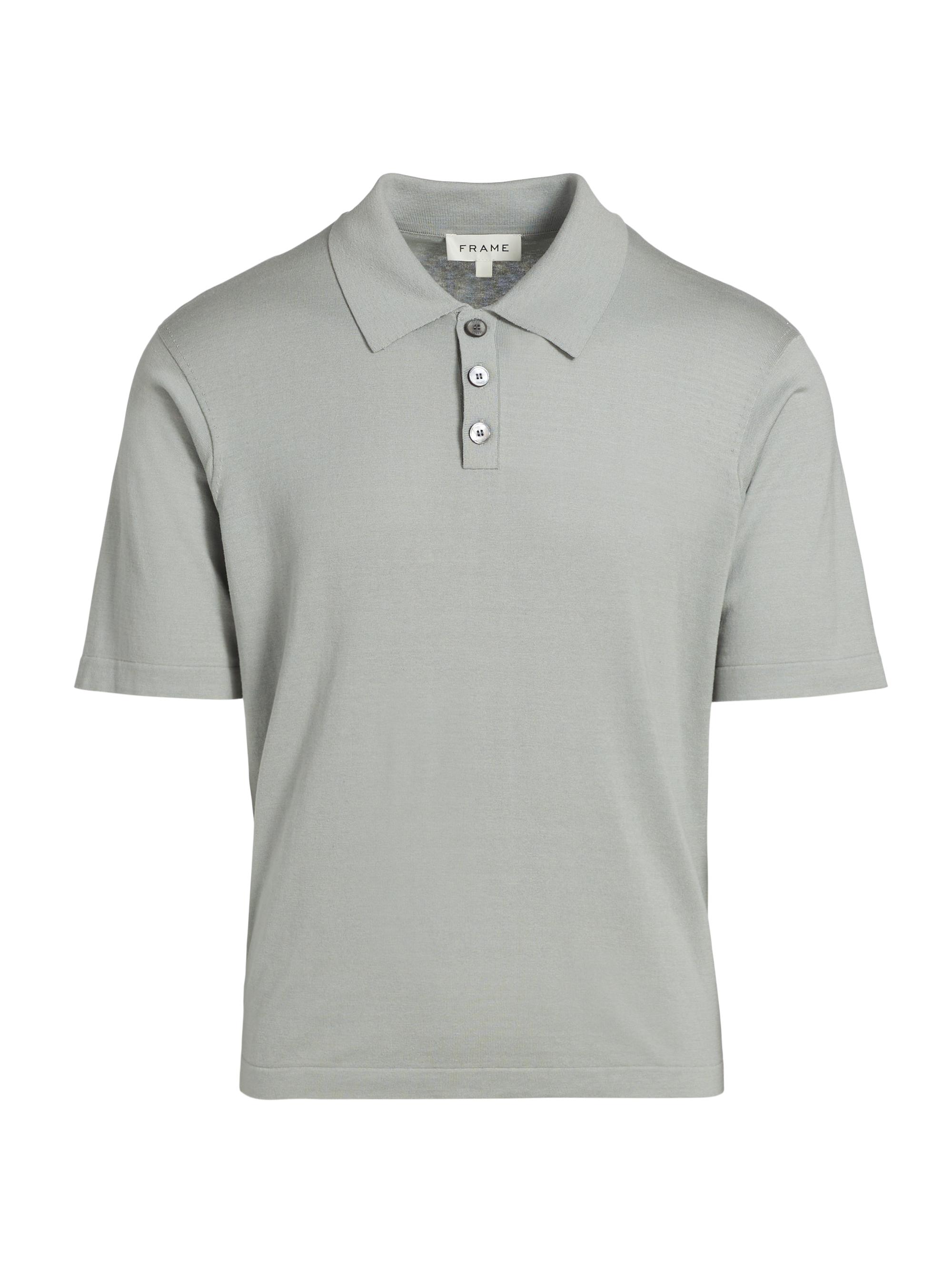 FRAME Men's Silk-Cotton Polo Shirt - Grey Blue
