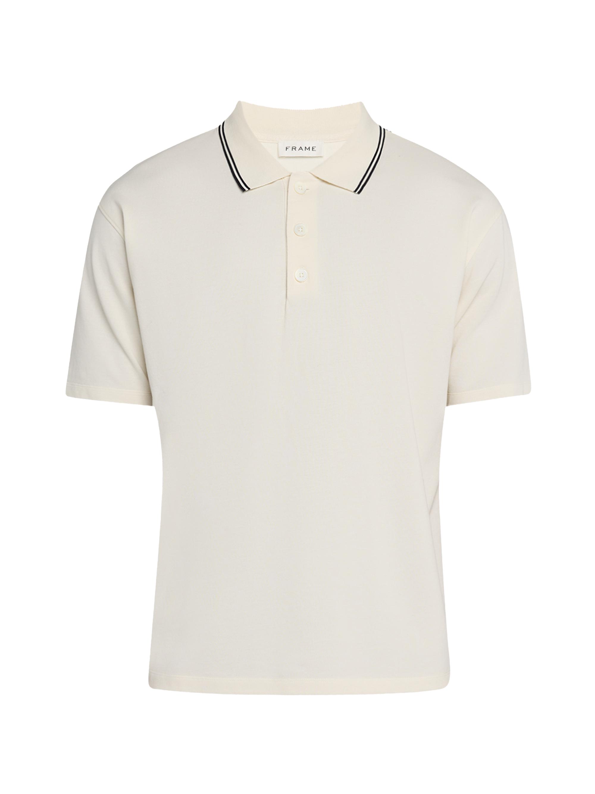 Frame Men's Cotton Piqué Polo Shirt - White Sand