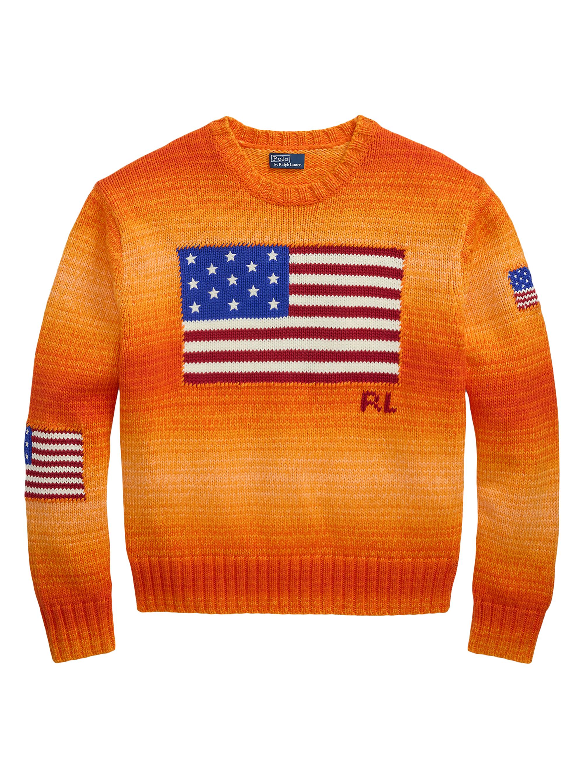 Polo Ralph Lauren Women's American Flag Dip-Dye Cotton Sweater - Orange