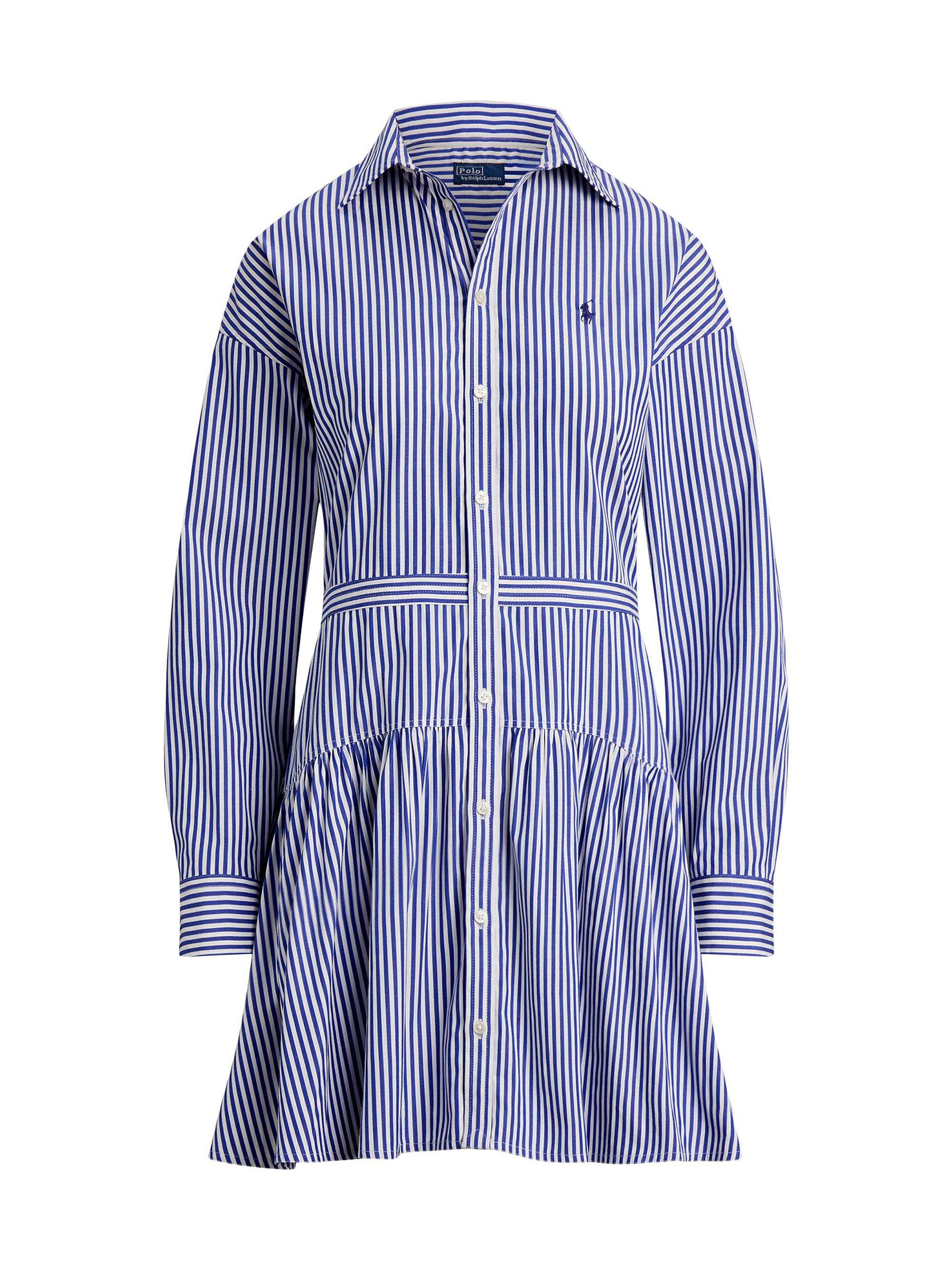 Polo Ralph Lauren Women's Striped Cotton Pleated Shirtdress - Blue Stripe