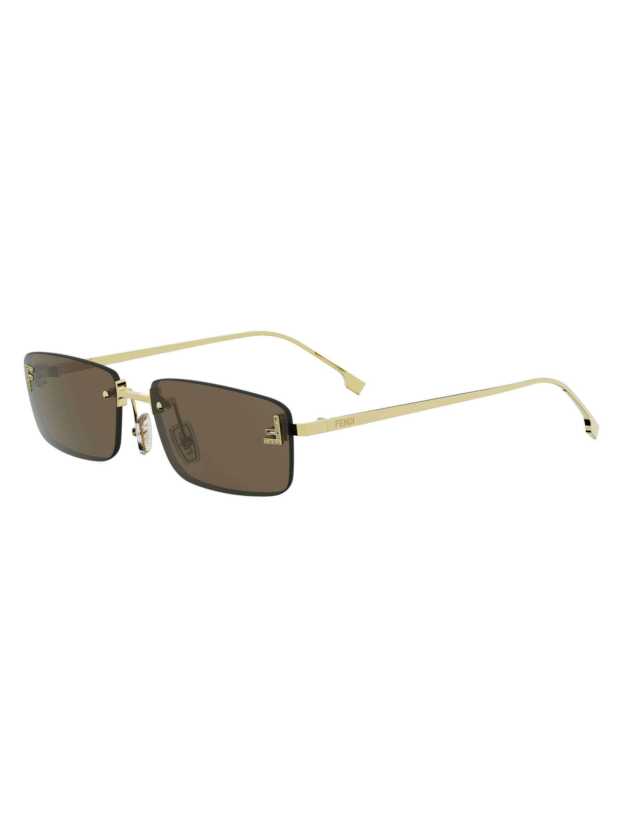 Fendi First Crystal 54MM Metal Rectangular Sunglasses | Saks Fifth