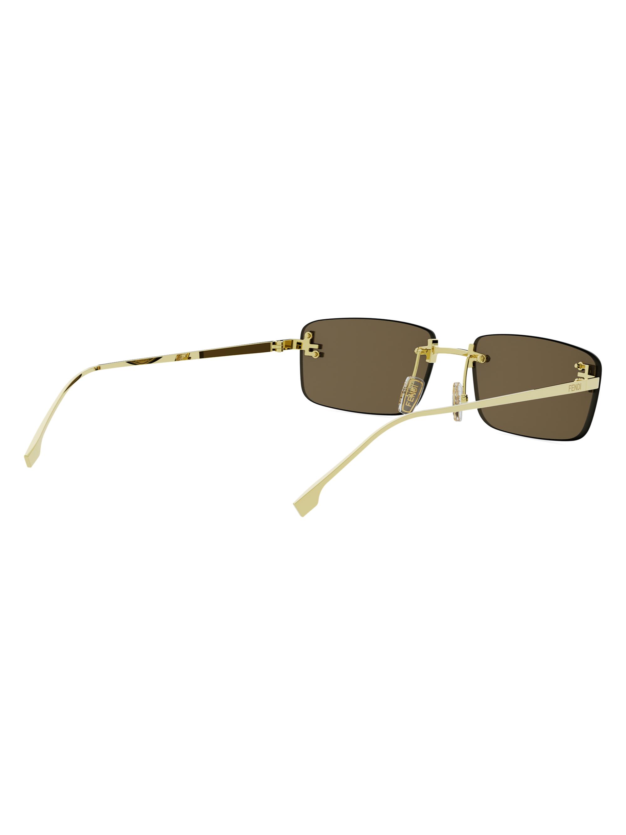 Fendi First Crystal 54MM Metal Rectangular Sunglasses | Saks Fifth