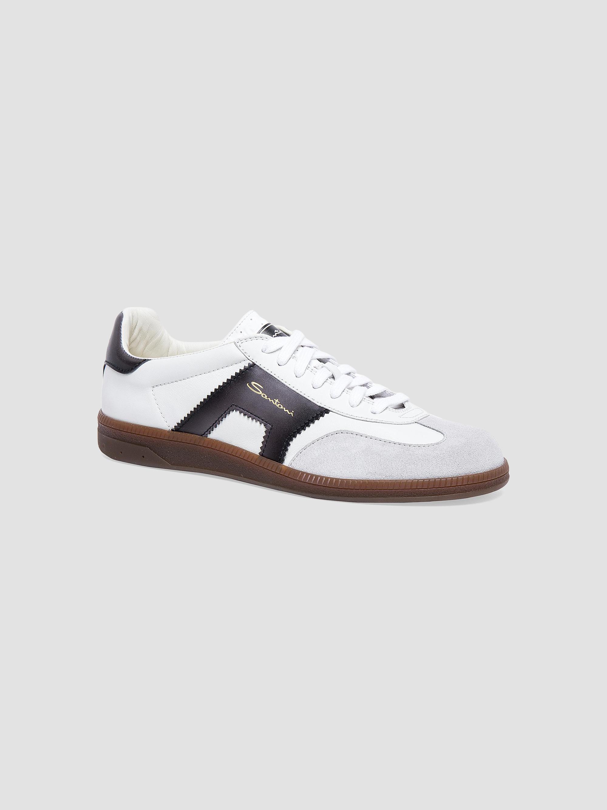 Santoni Double-Buckle Leather & Suede Low-Top Sneakers | Saks