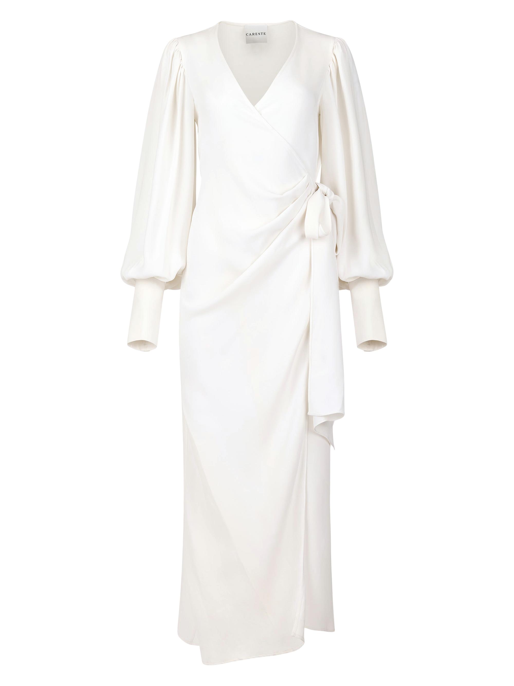 Careste Women's Lottie Silk Wrap Gown - Brilliant White