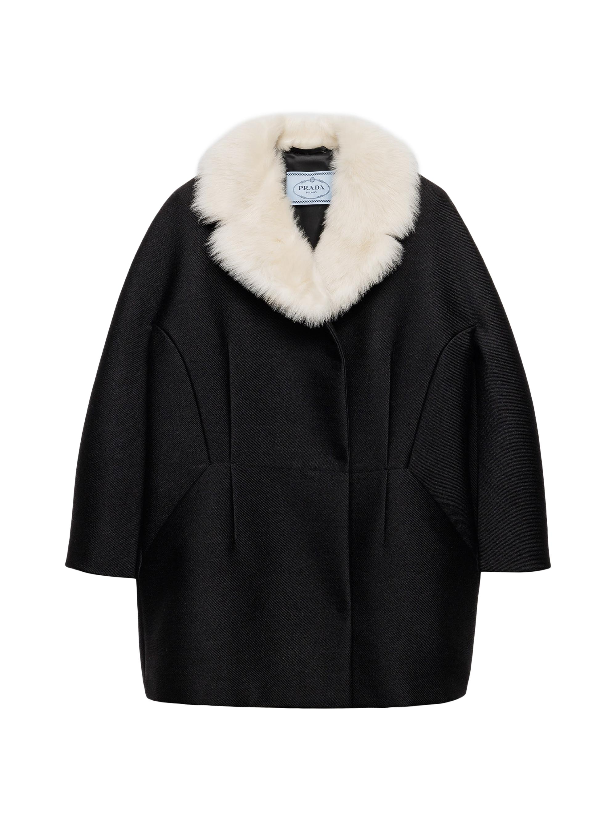 Prada Women's Double-Breasted Granité Twill Caban Jacket - Black