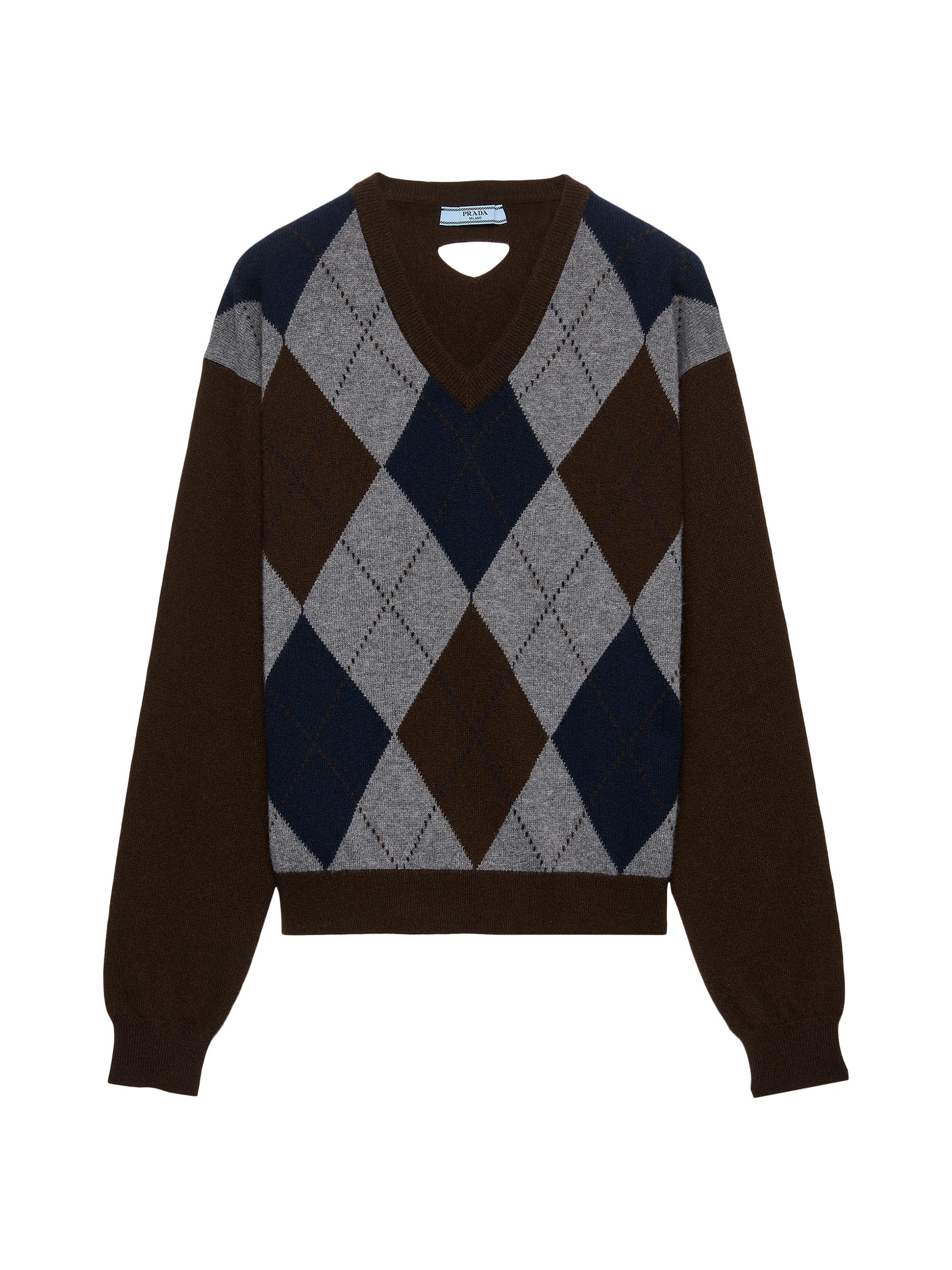 Prada Women's V-Neck Cashmere Sweater - Brown