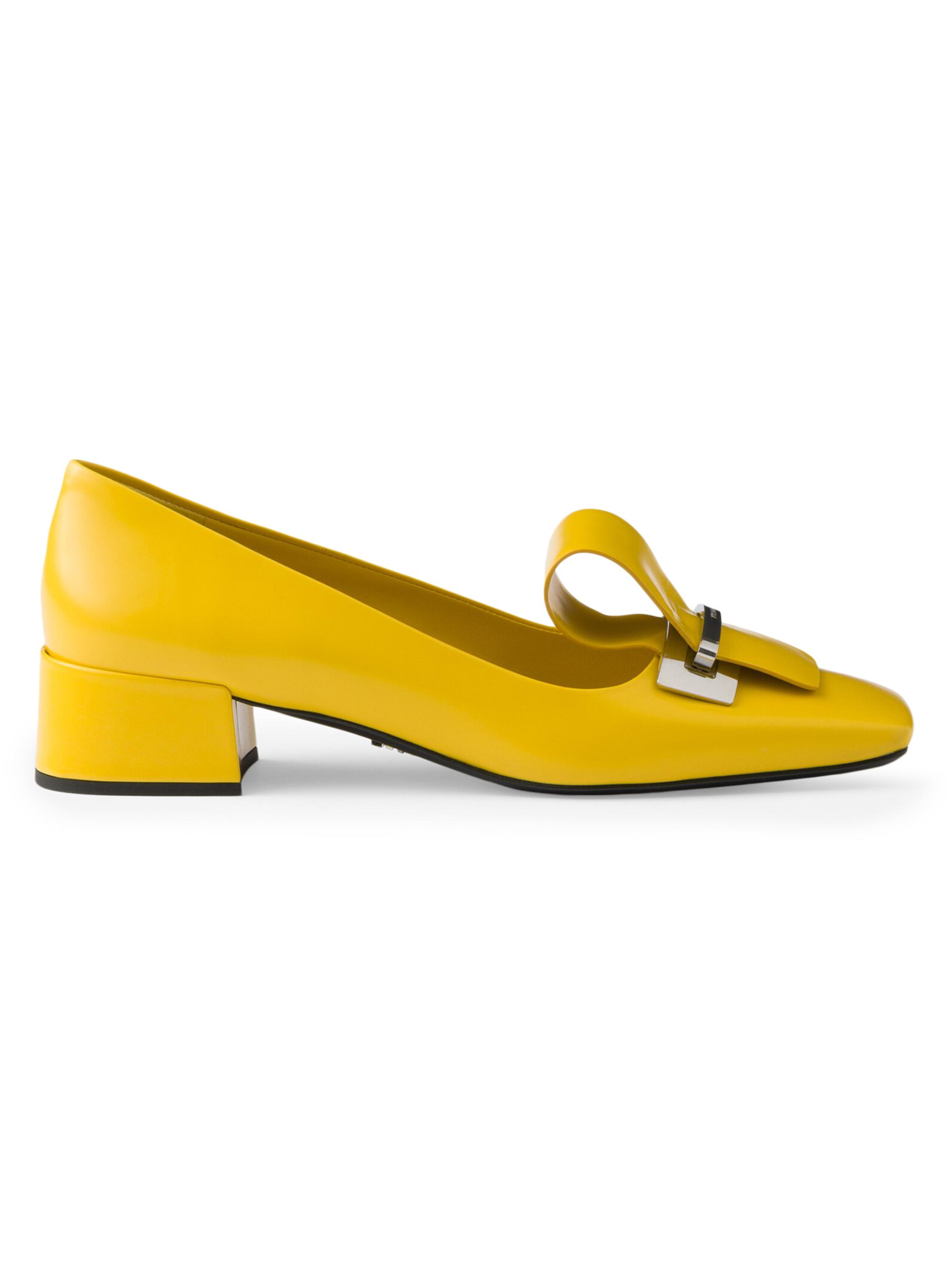Prada Women's Brushed Leather 35MM Pumps - Yellow