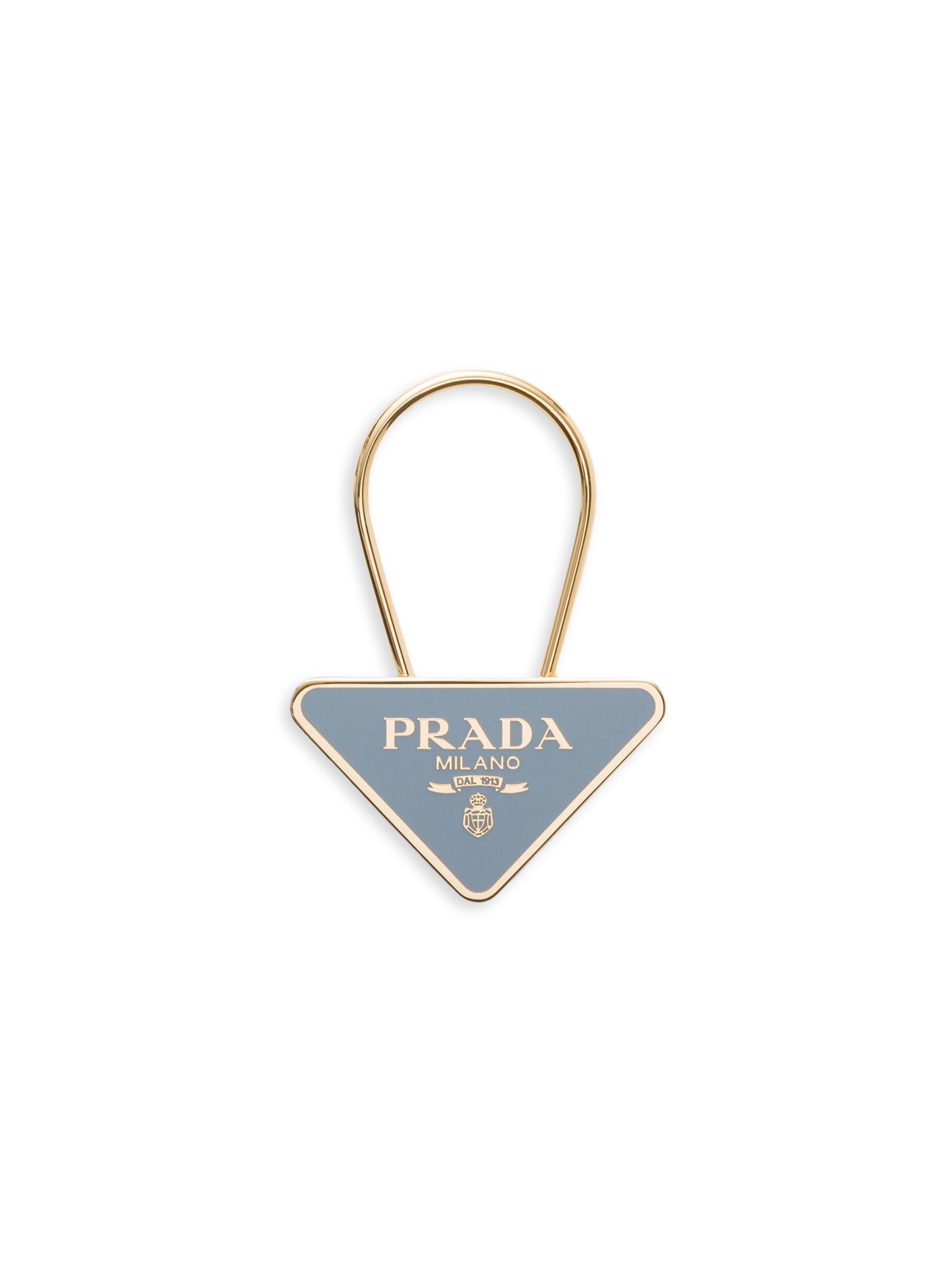 Prada Women's Enameled Metal Key Ring - Blue - Women's Clothing