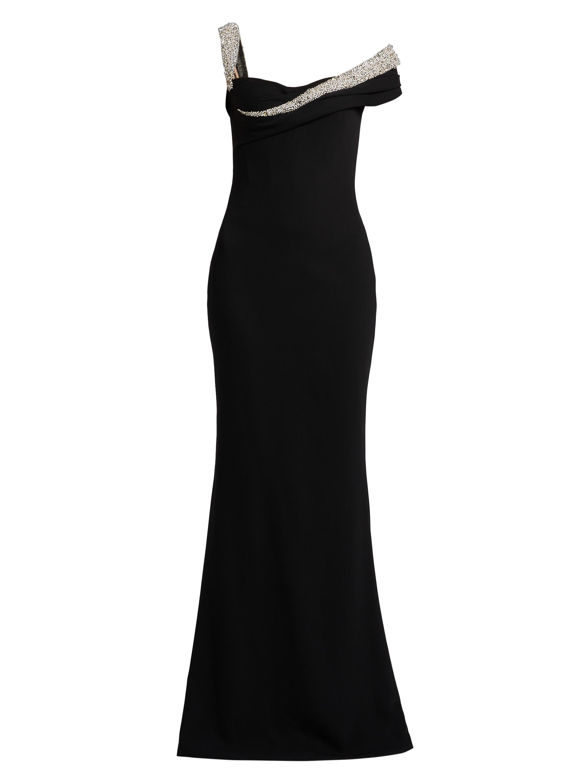 Reem Acra Women's Embellished Off-the-Shoulder Crêpe Sheath Gown - Onyx