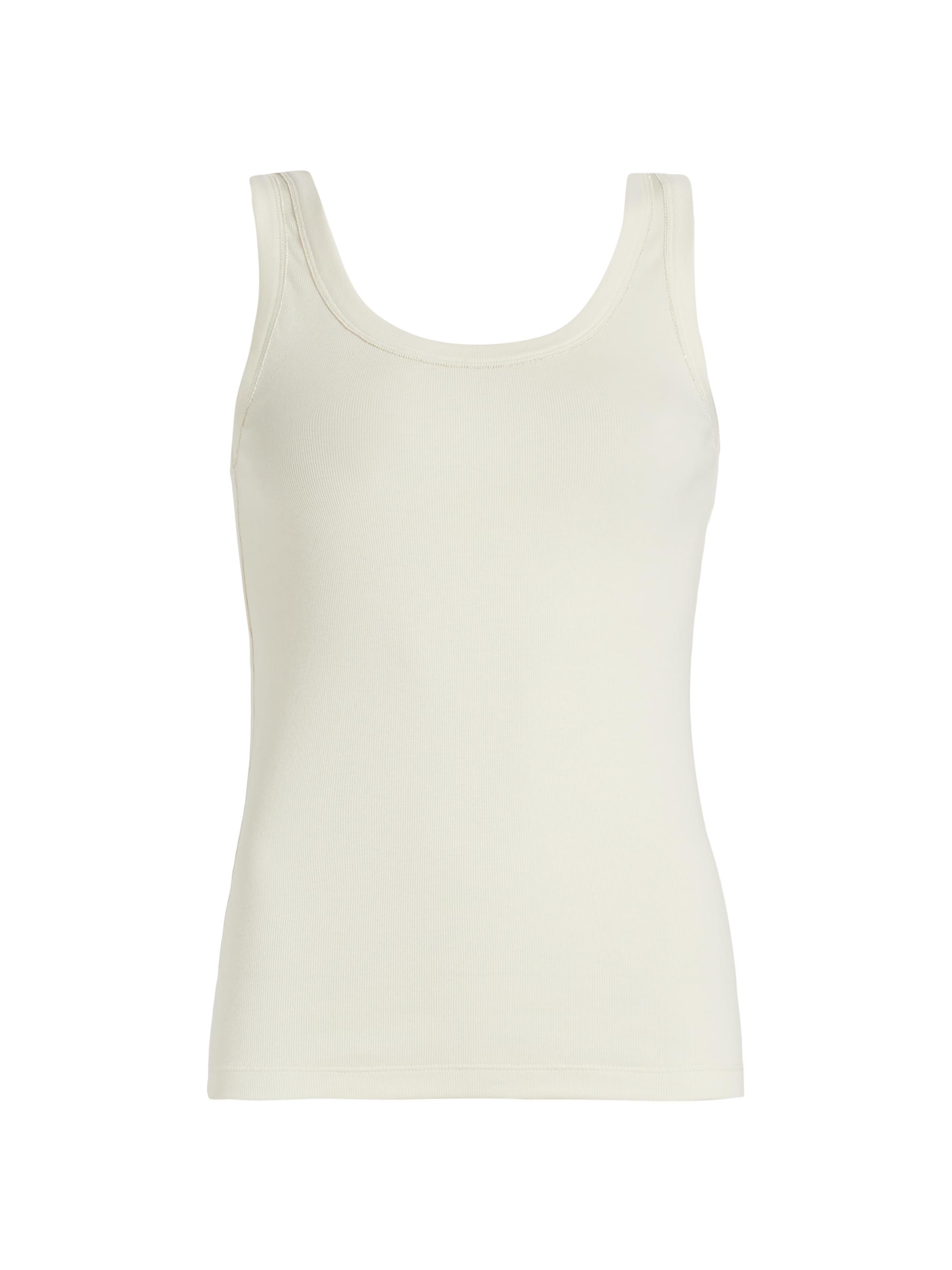 Fabiana Filippi Women's Diamante Trim Rib-Knit Tank - Natural