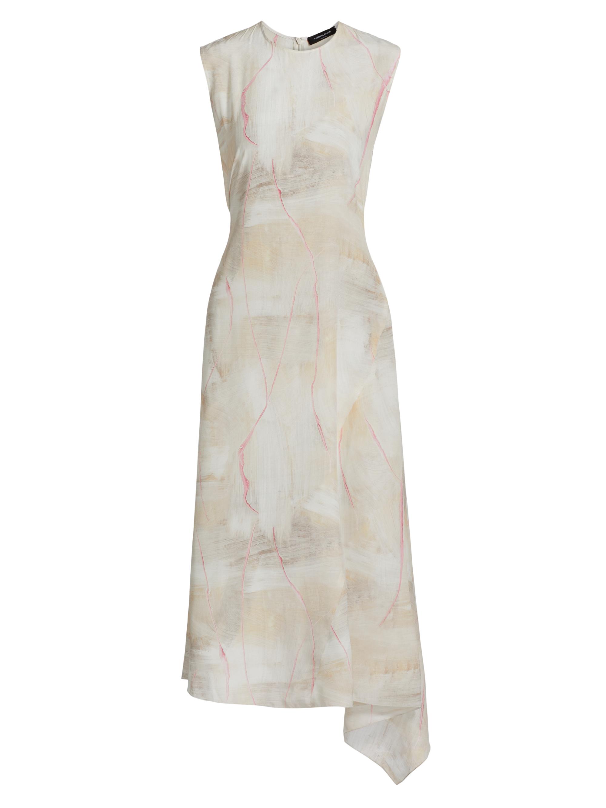 Fabiana Filippi Women's Crepe De Chine Draped Midi-Dress - Natural