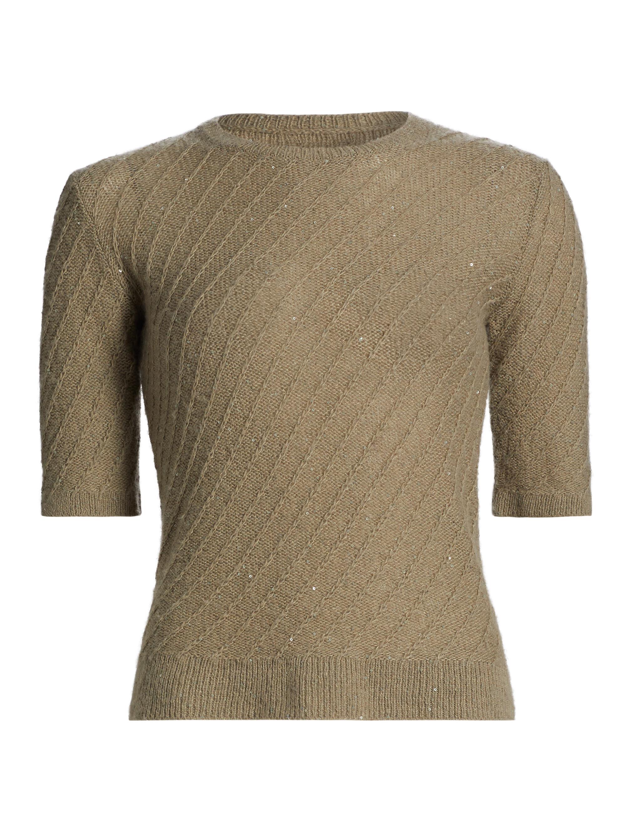 Fabiana Filippi Women's Wool-Silk Short-Sleeve Sweater - Open Green