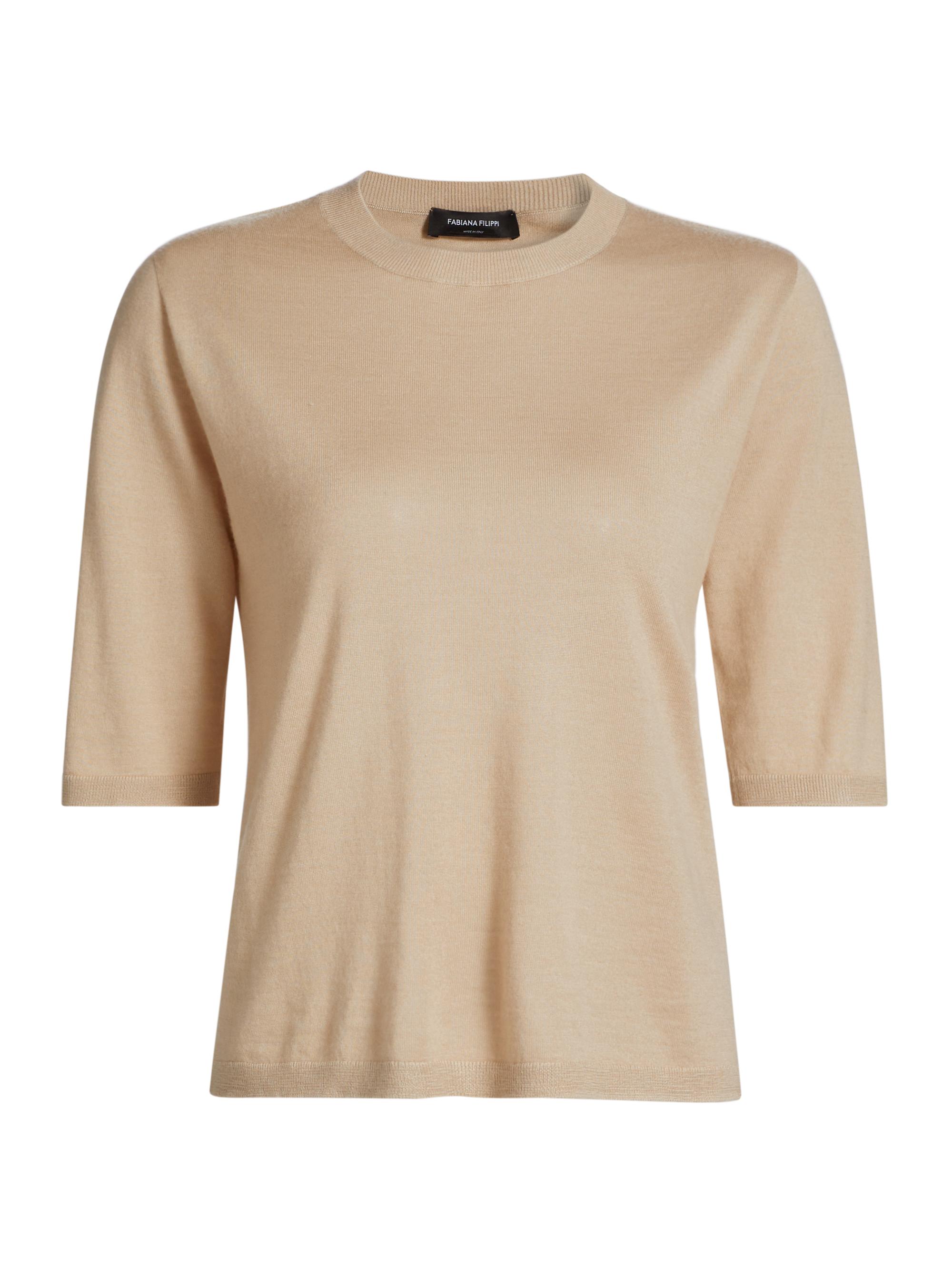 Fabiana Filippi Women's Camel Hair Short-Sleeve Sweater - Light Beige