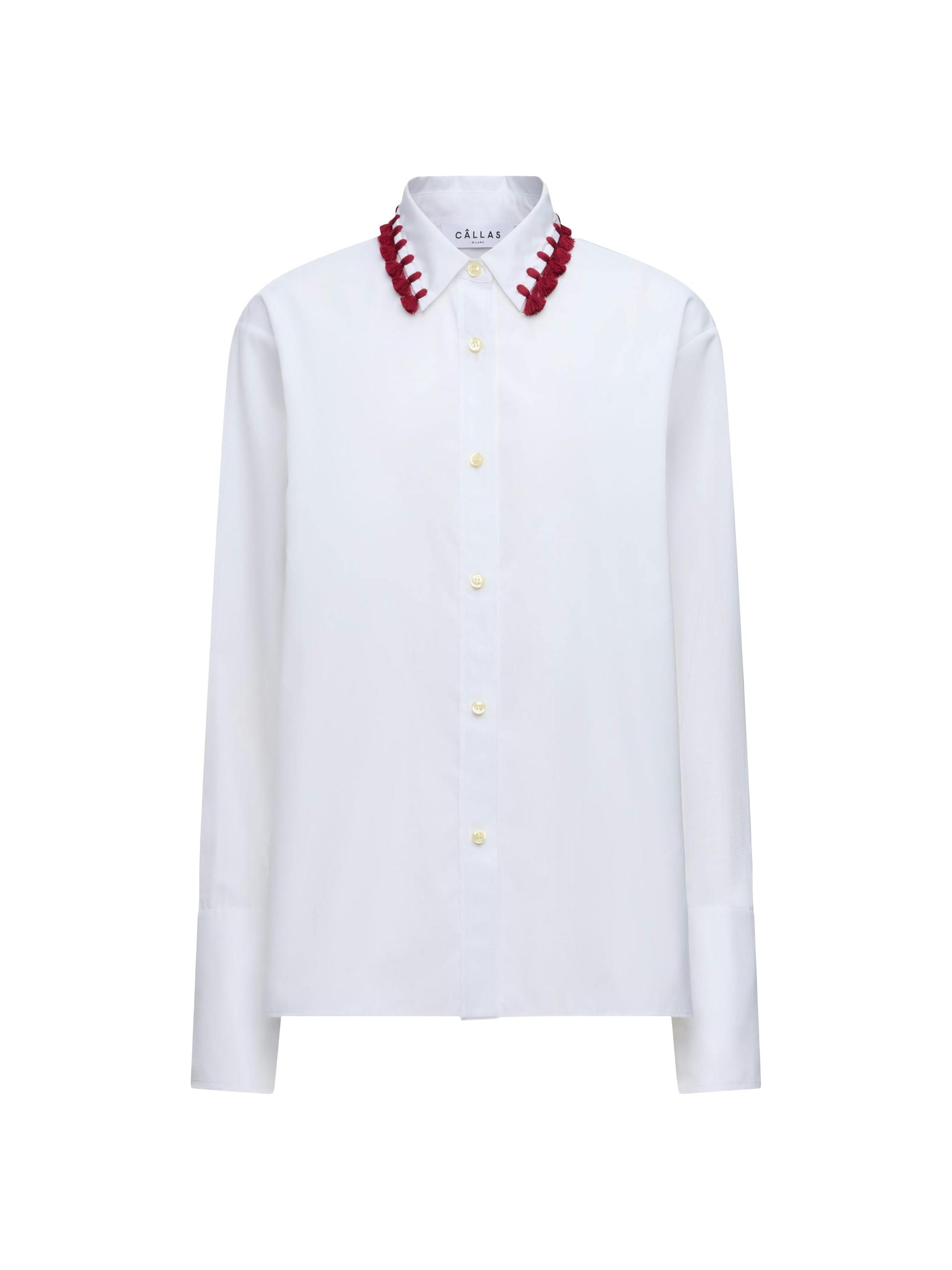 Callas Milano Women's Billie Tassel Collar Shirt - White