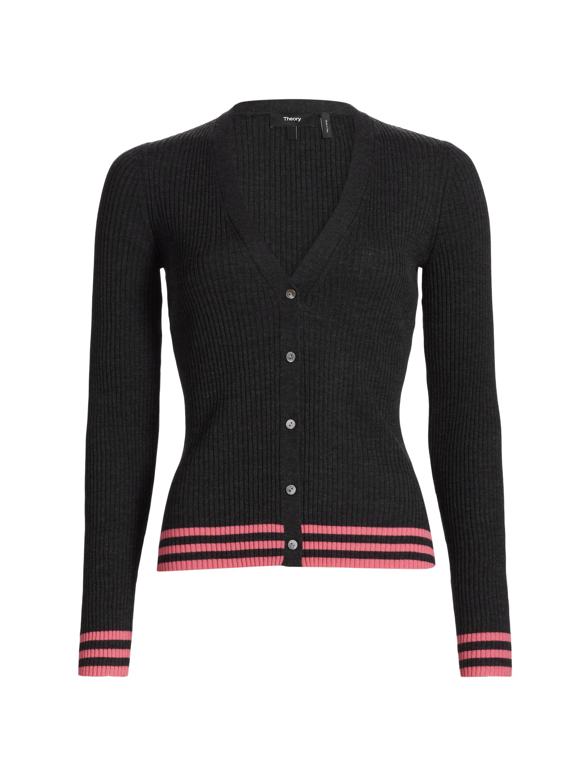 Theory Women's Classic Wool Knit Cardigan - New Pestle Bright Pink