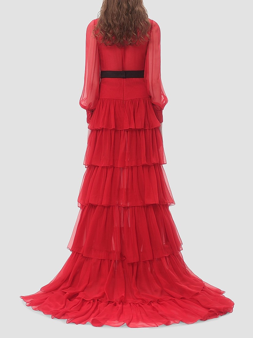 valentino evening dresses 1990s Deep Black Dress from the shoulders in an Italian size 40 Valentino's Dreamworld Haute Couture Show: