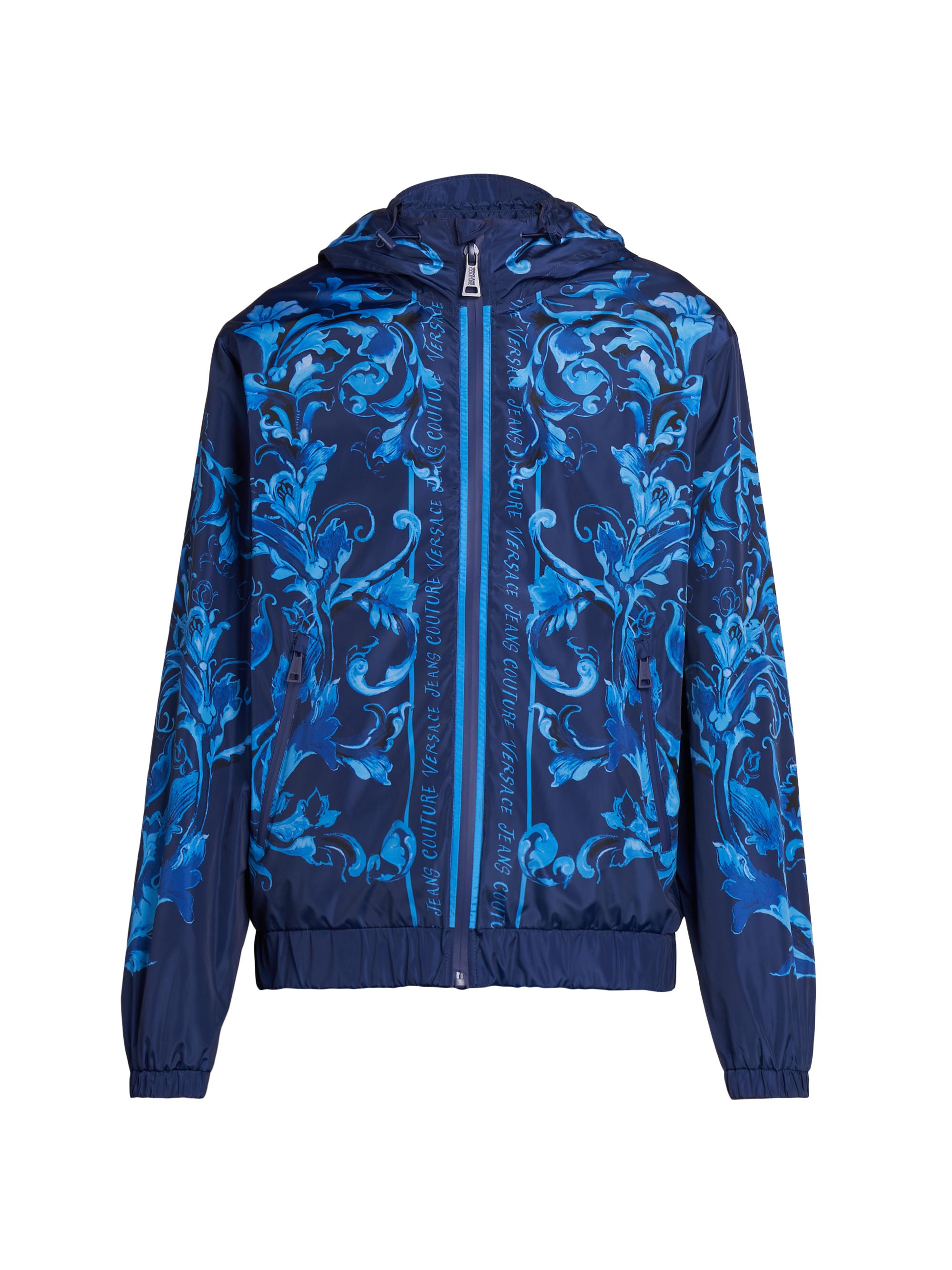Versace Jeans Couture Men's Tonal Barocco Hooded Jacket - Navy