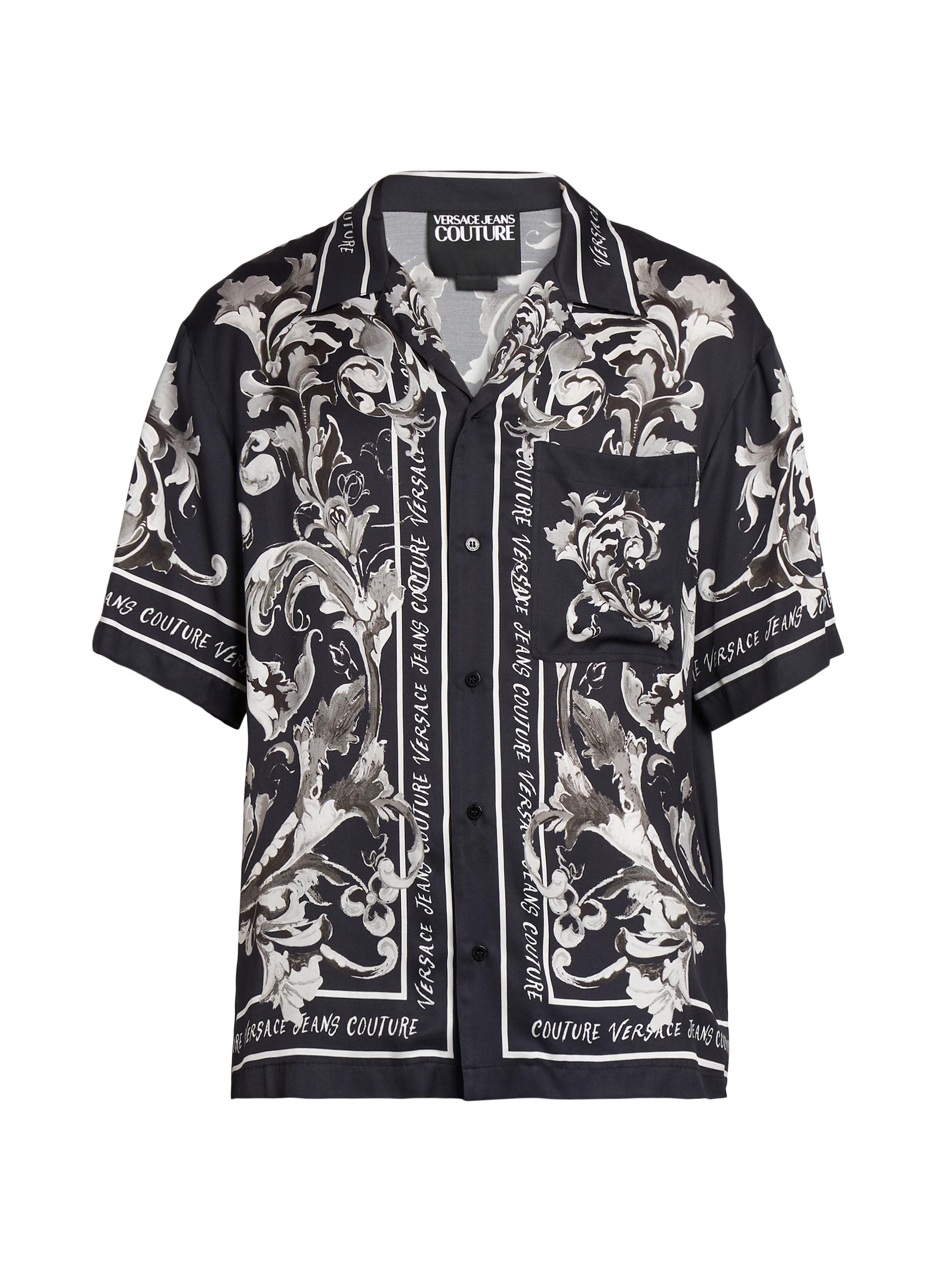 Versace シャツ　38 Versace Jeans Couture Monochromatic Barocco Logo Short-Sleeve