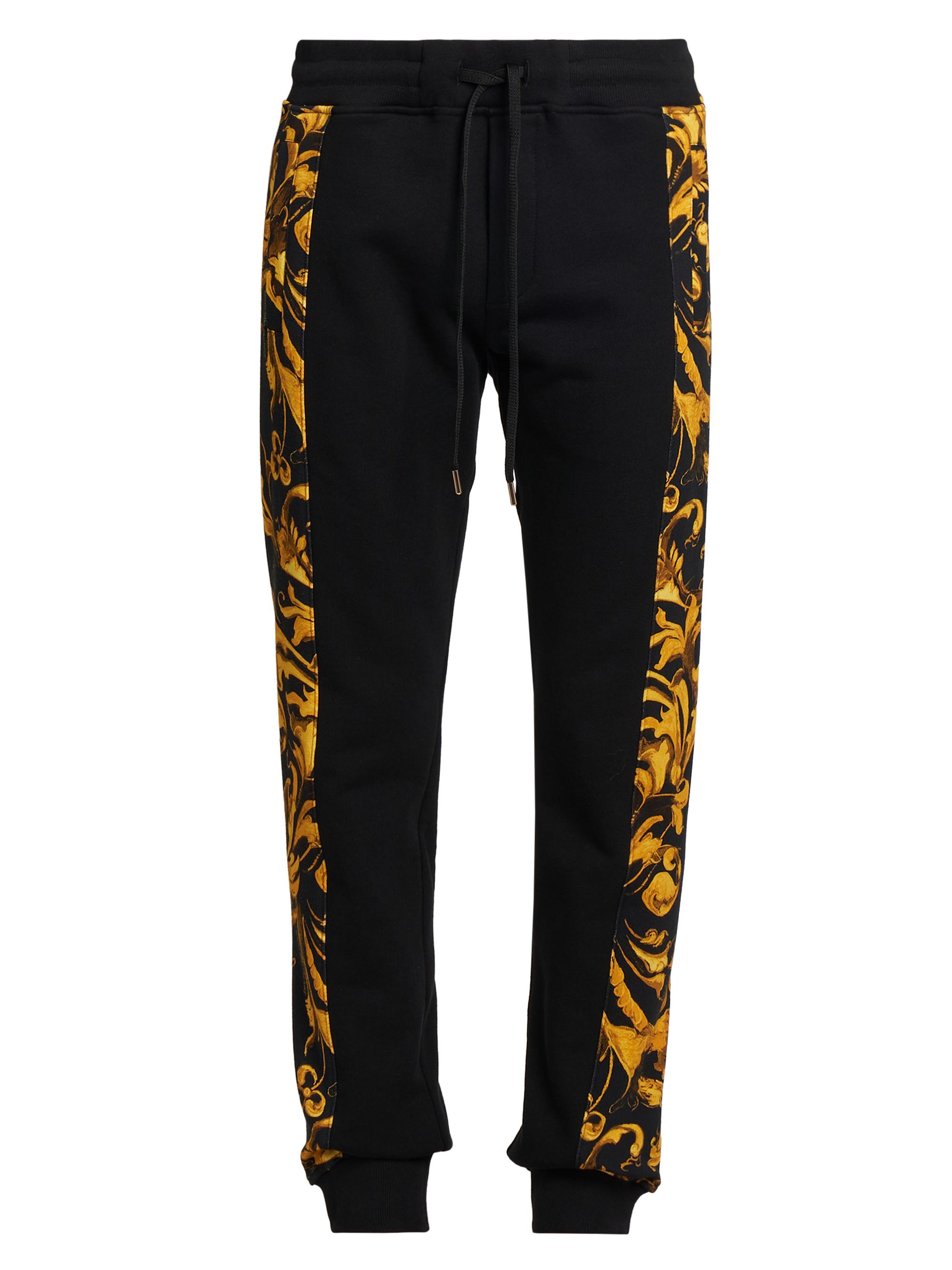 Versace Jeans Couture Men's Baroque Stretch Cotton Gym Pants - Black Gold