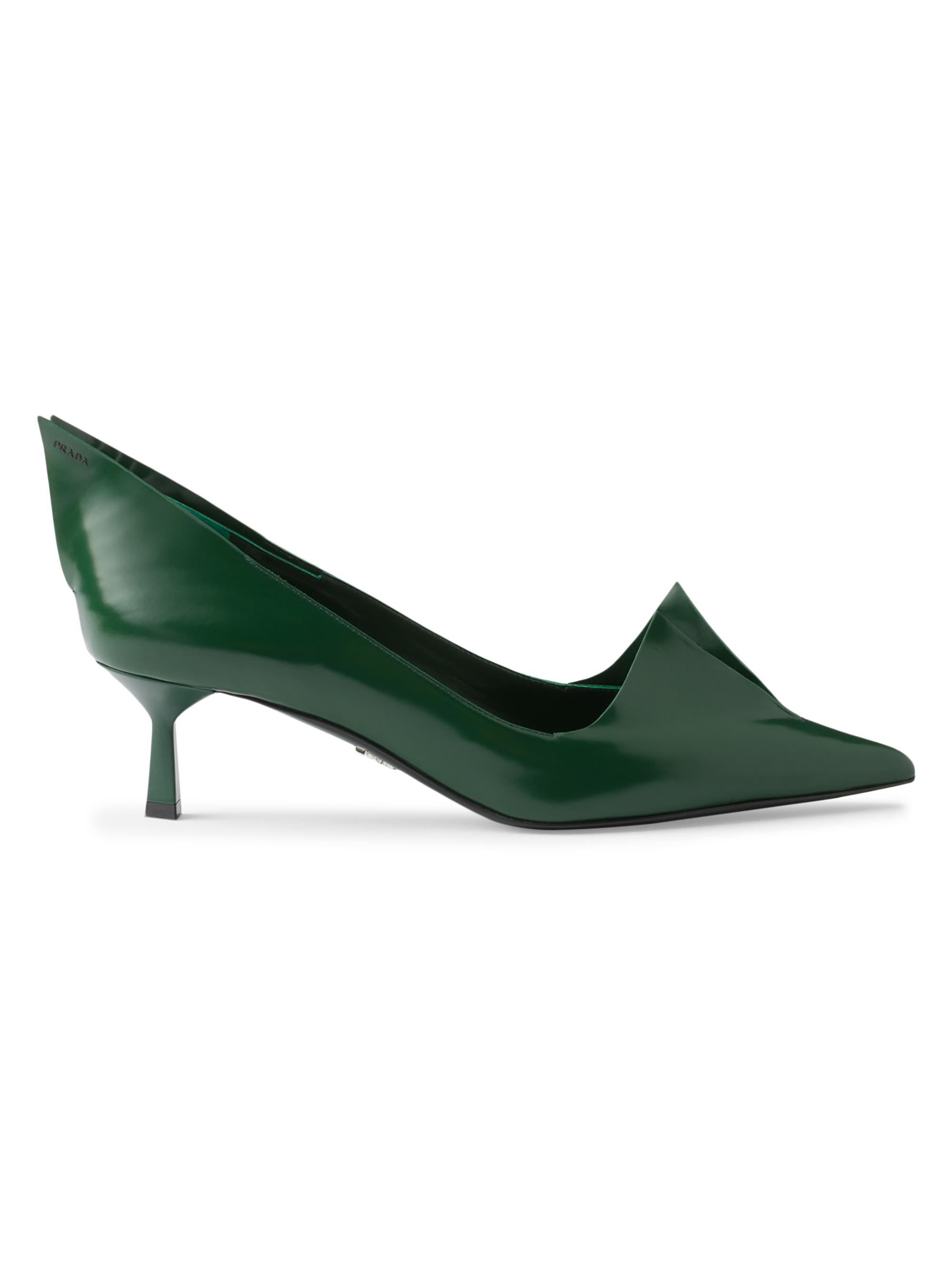 Prada Women's Brushed 55MM Leather Pumps - Green
