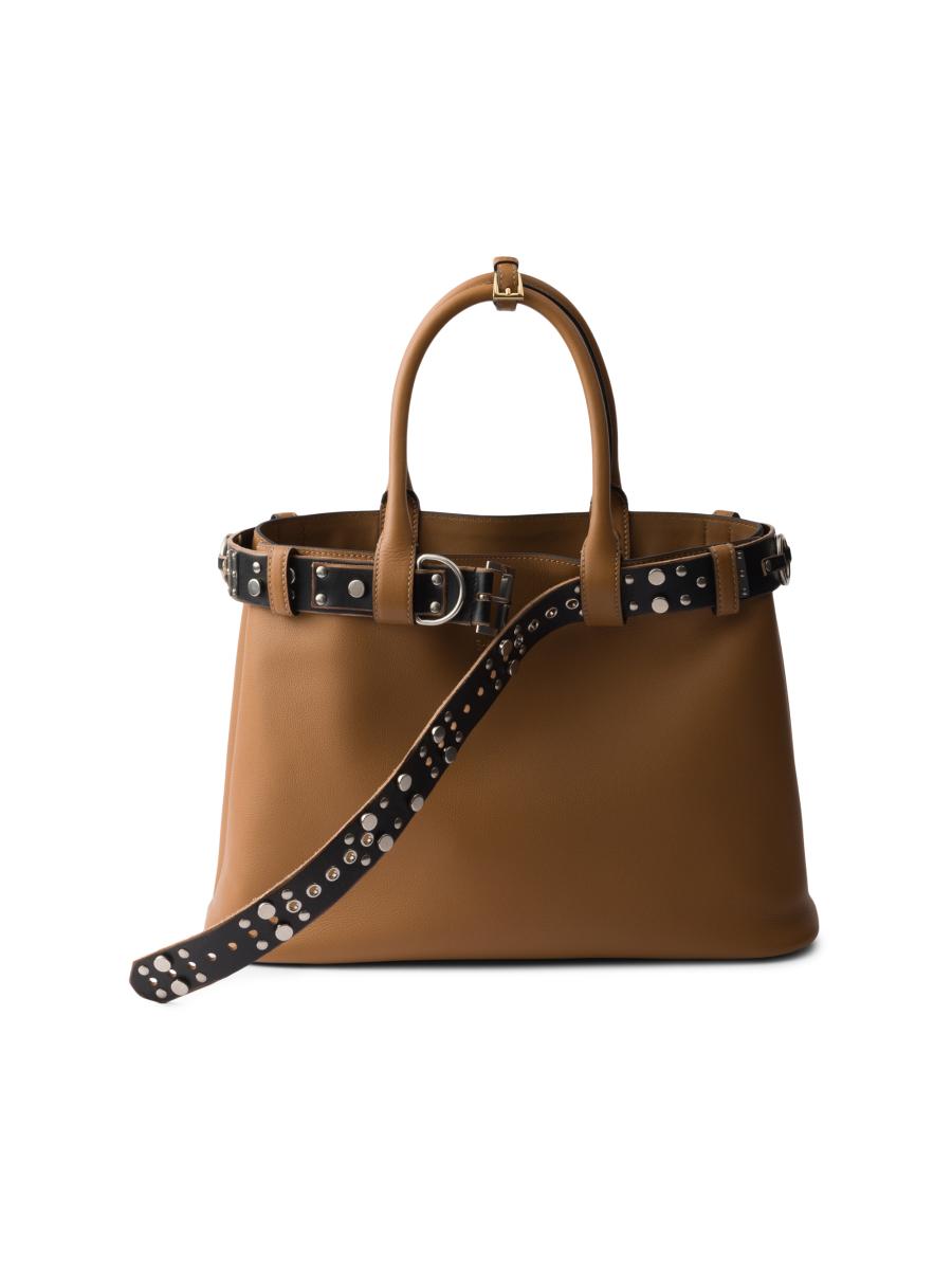 Prada Beige Leather Logo Wide Waist Women Square Buckle Belt main image 0