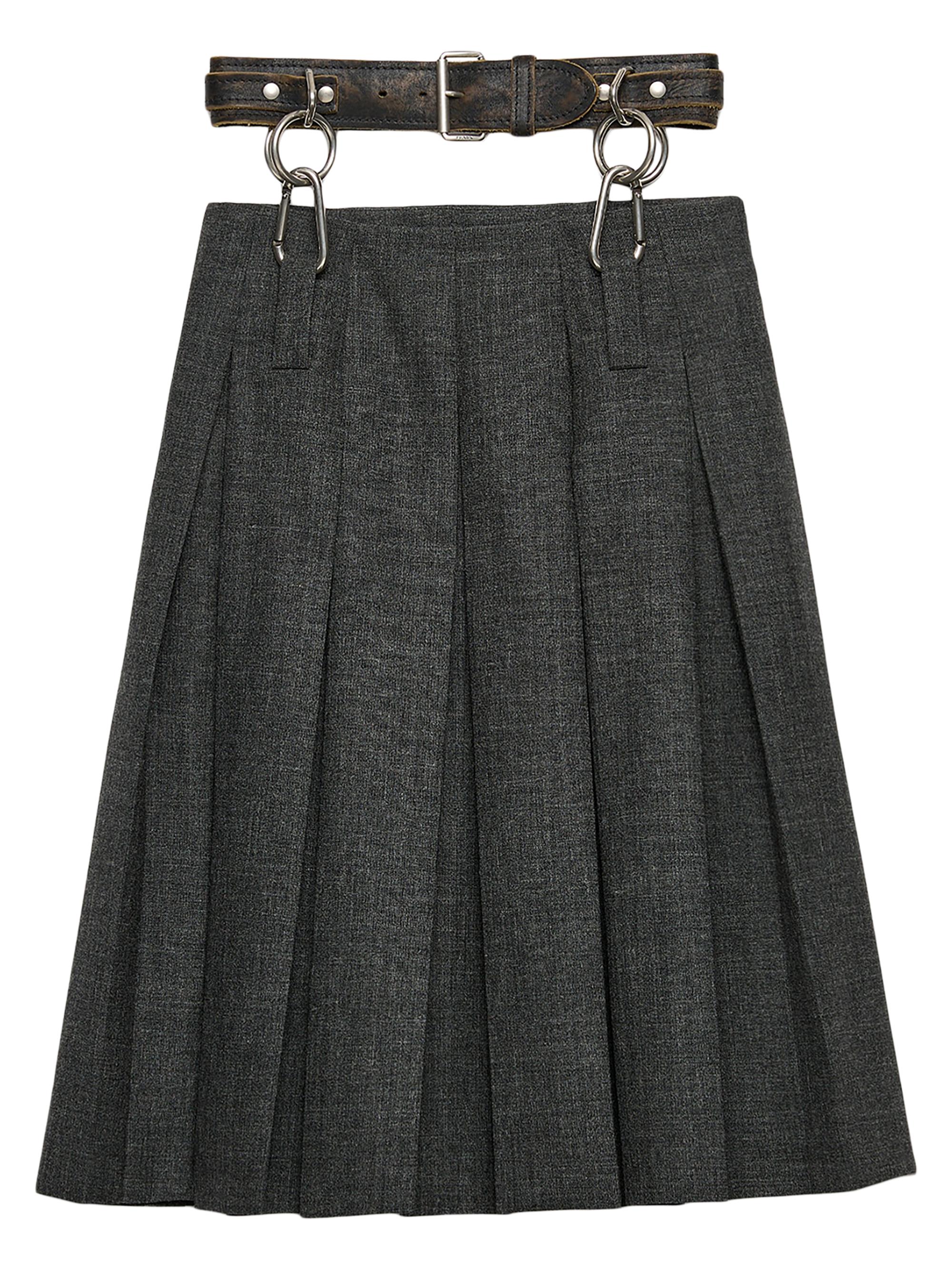 Prada Women's Pleated Rush Stitch Skirt - Grey