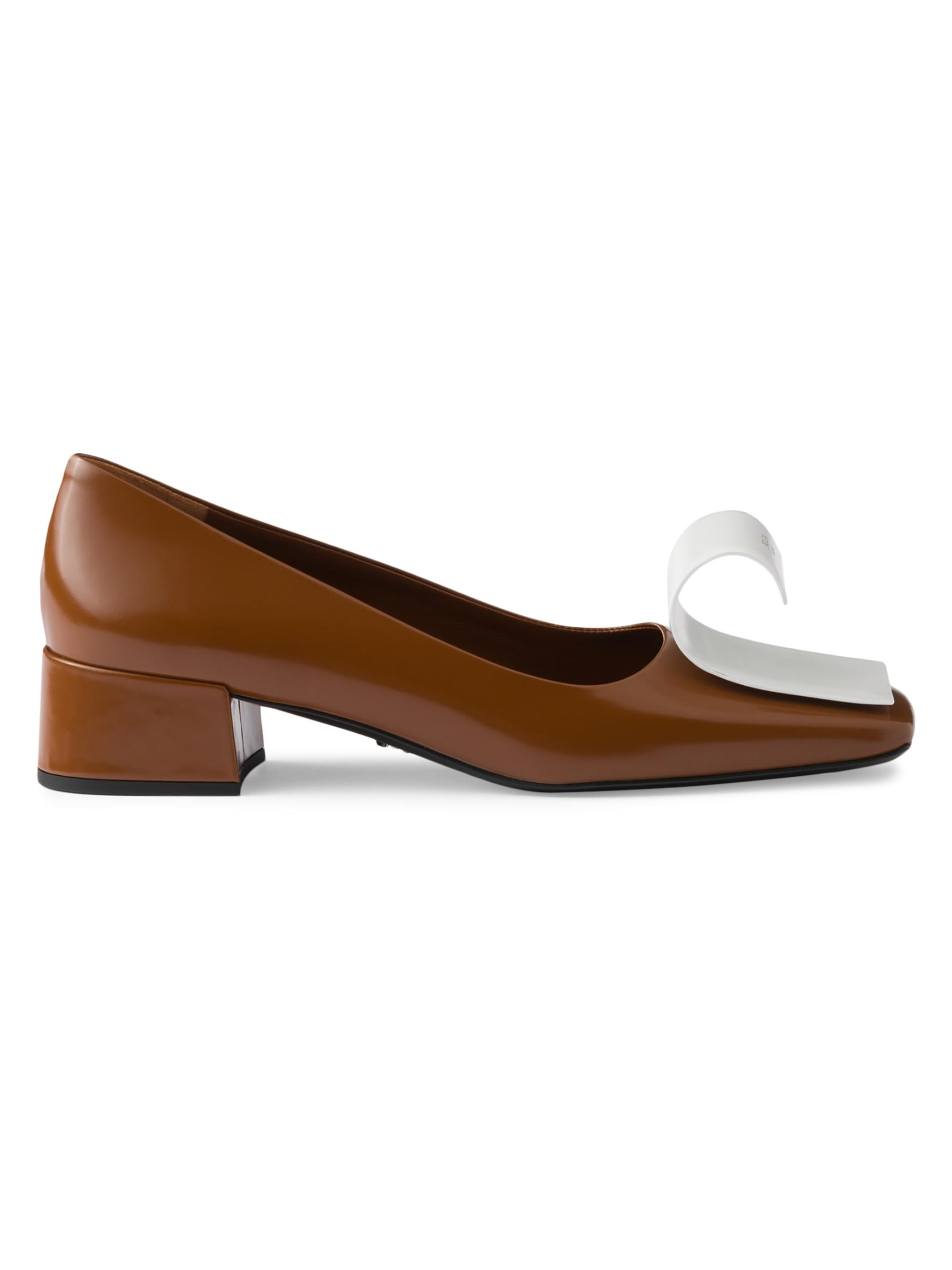 Prada Women's Two-Tone 35MM Brushed Leather Pumps - Brown