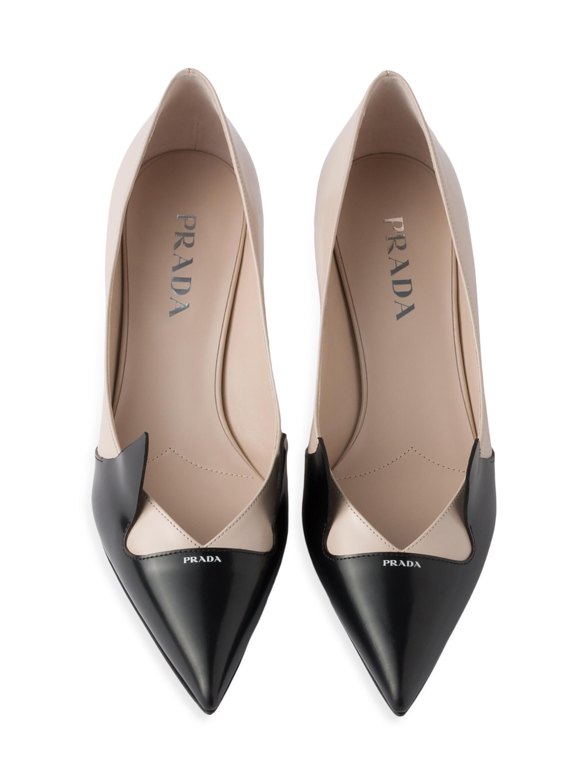 Prada Two-Tone Brushed Leather 55MM Pumps | Saks Fifth Avenue