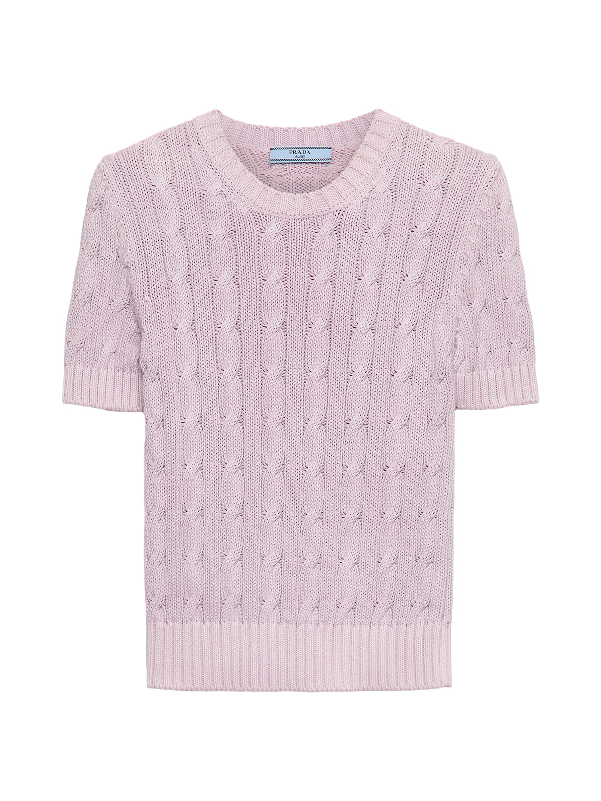 Prada Women's Cotton Crew-Neck Sweater - Purple