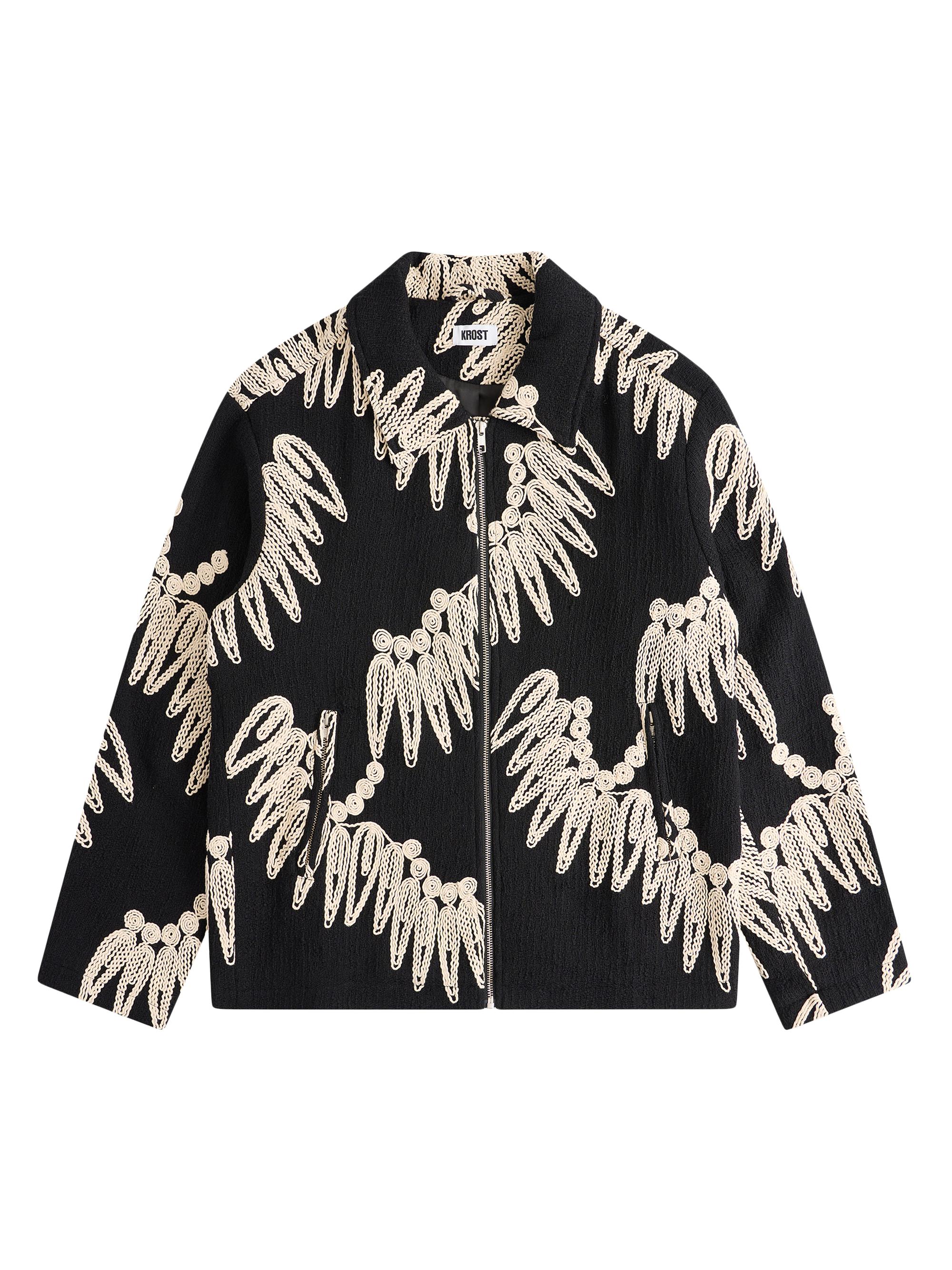 Krost Men's Palmetto Embroidered Zip Jacket - Black