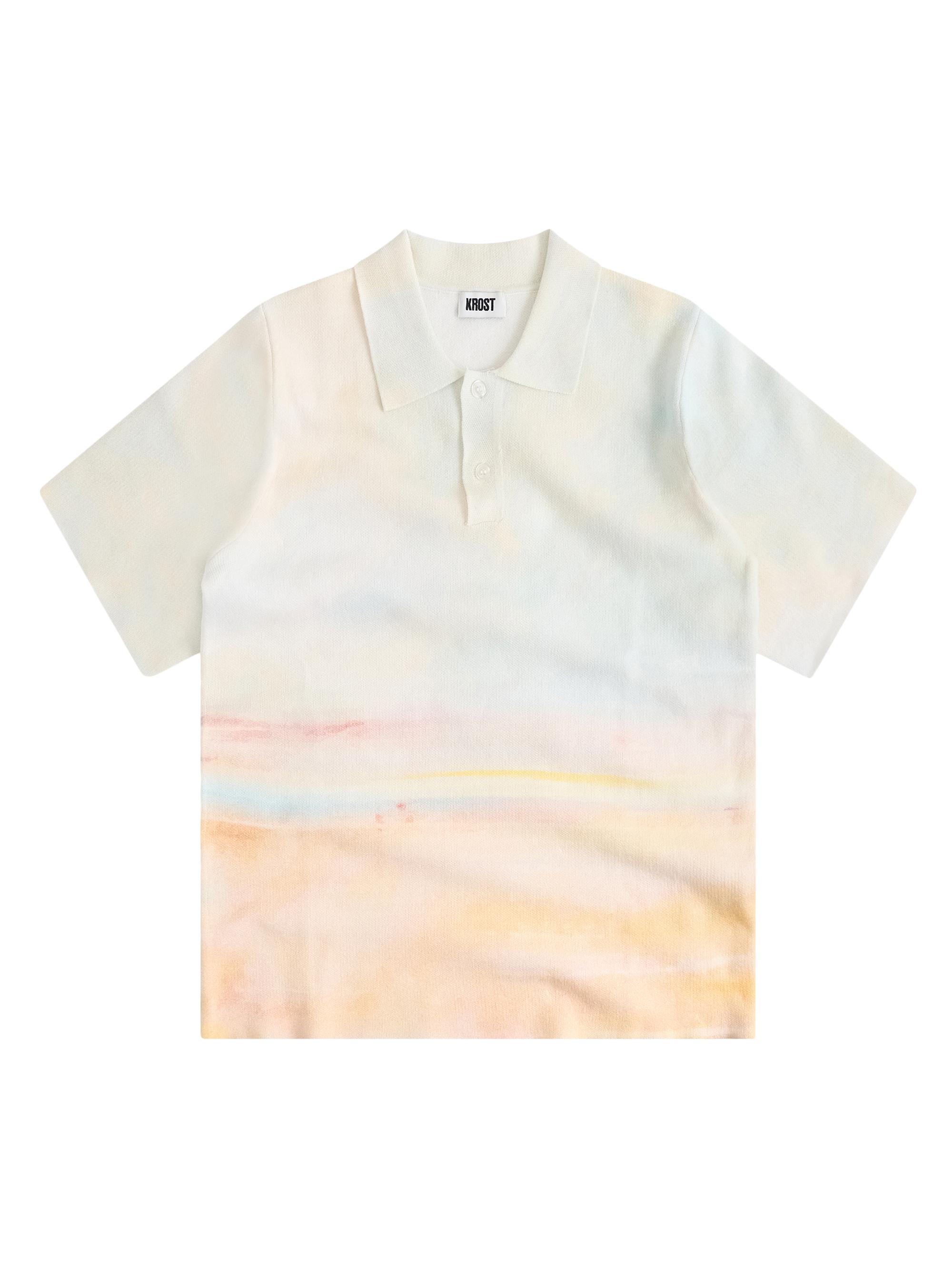 Krost Men's Horizon Rib Knit Polo Shirt - Multicolored