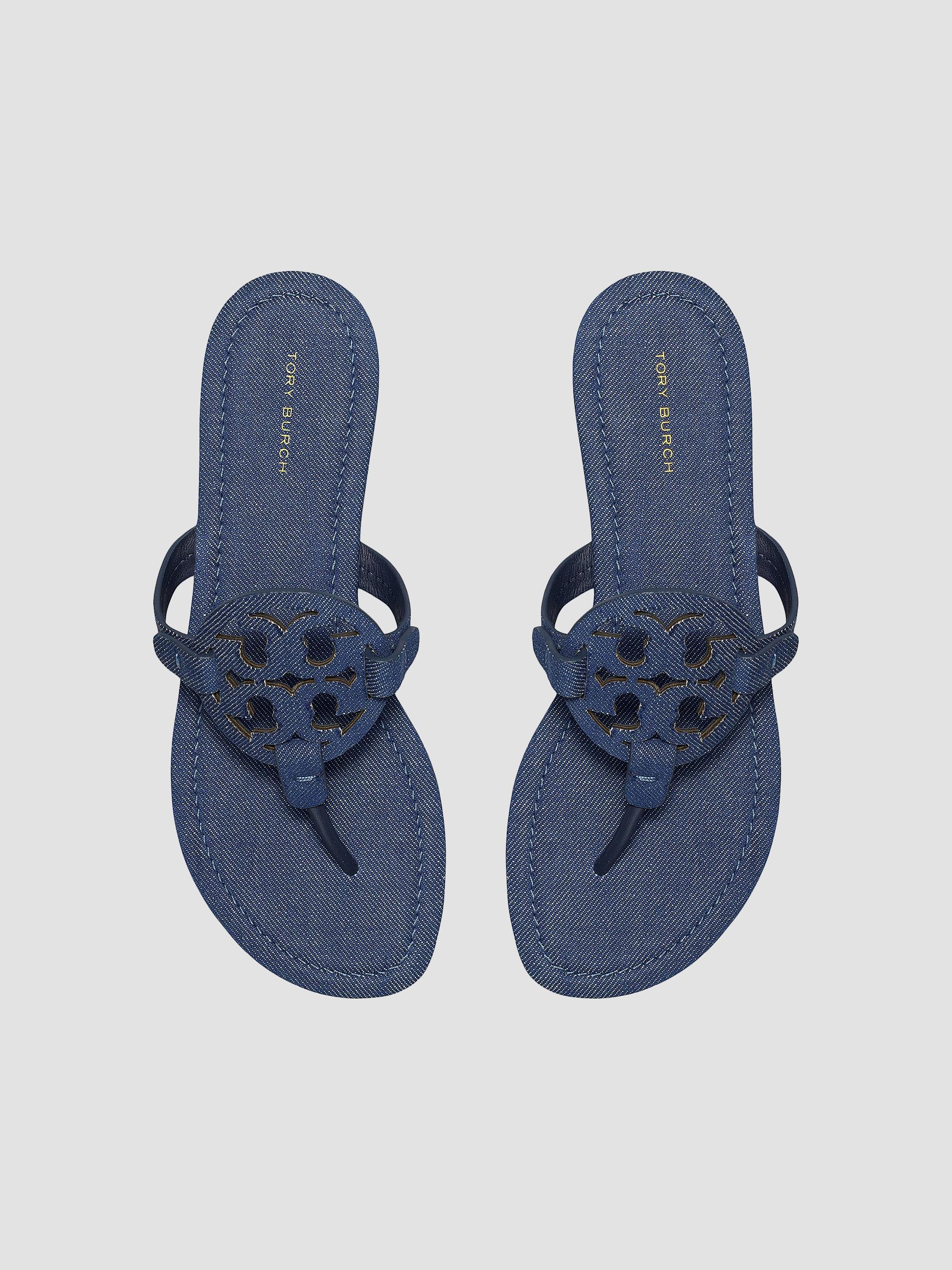Tory Burch Miller Cotton Denim Flat Sandals | Saks Fifth Avenue